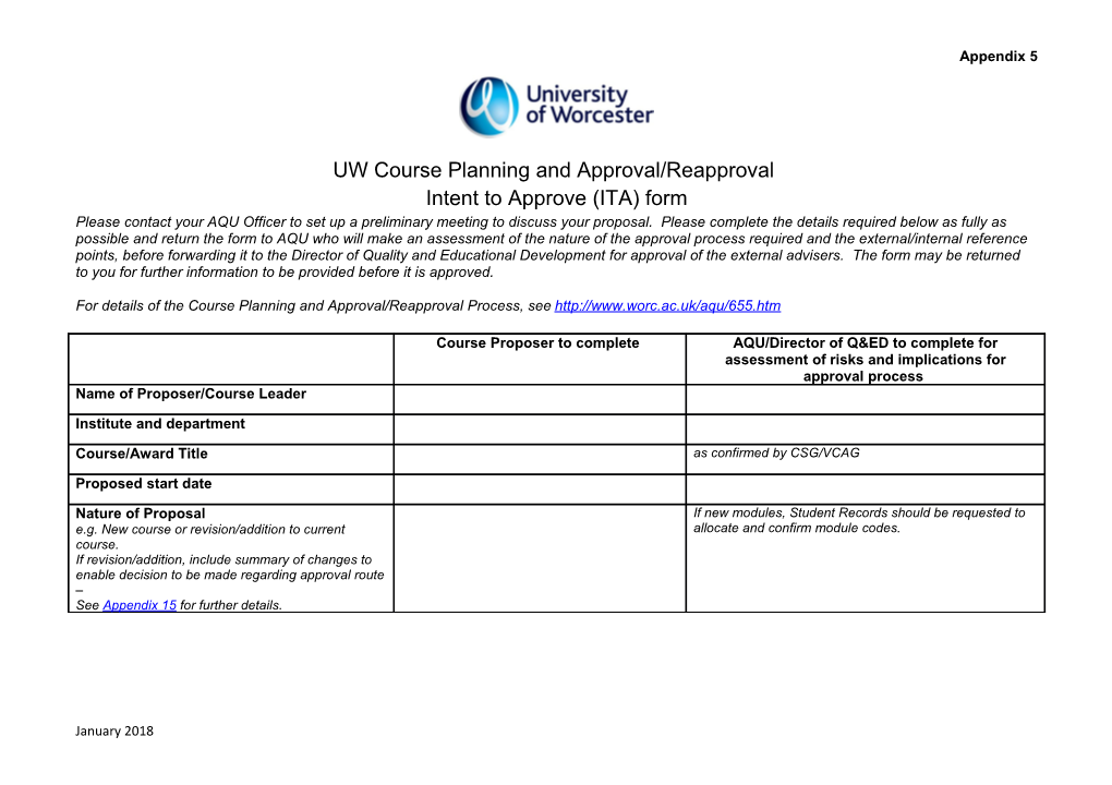 UW Course Planning and Approval/Reapproval