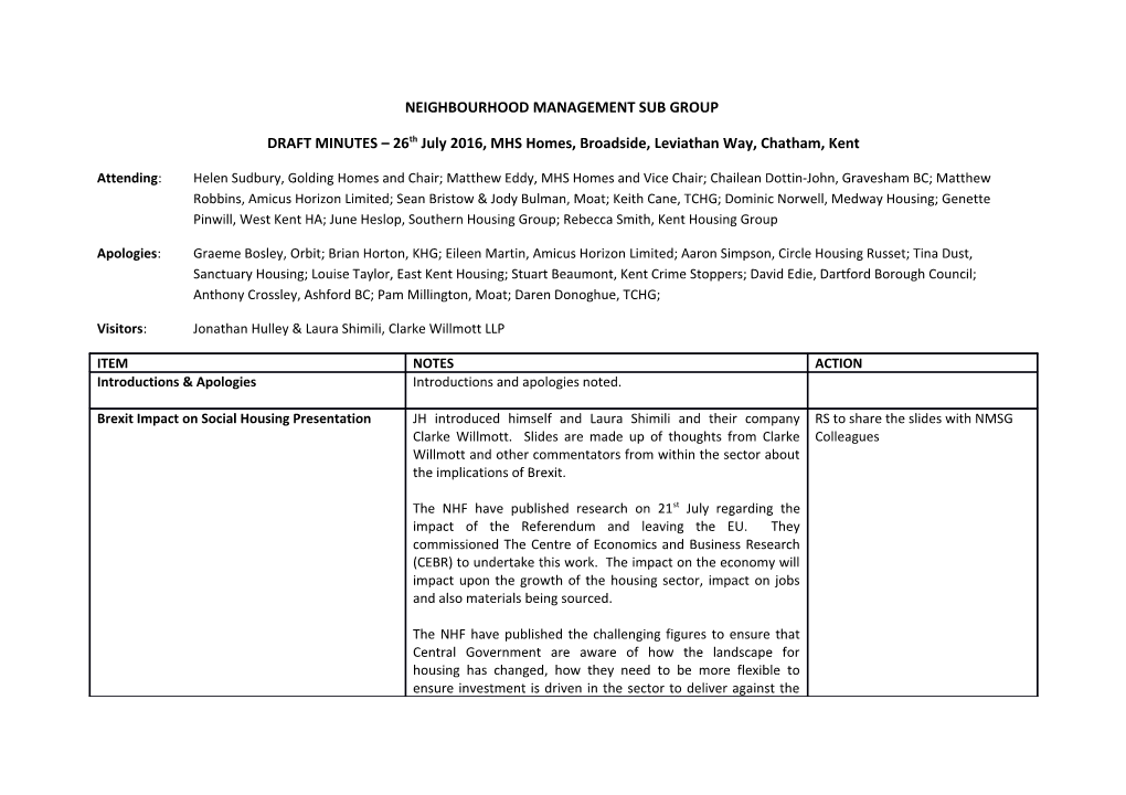 Neighbourhood Management Sub Group s1