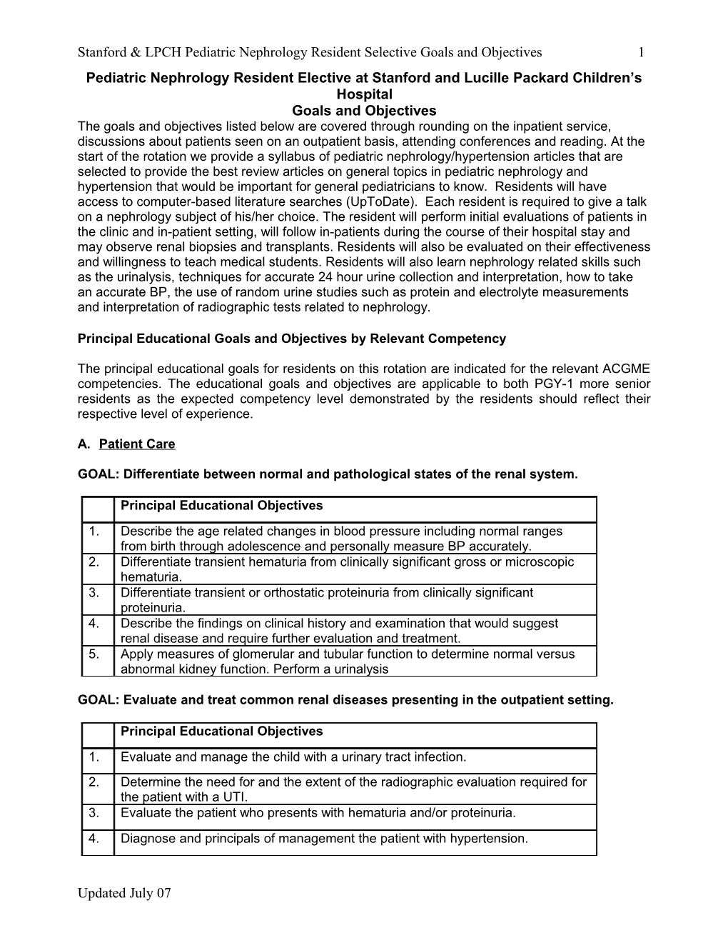 Pediatric Nephrology Resident Selective