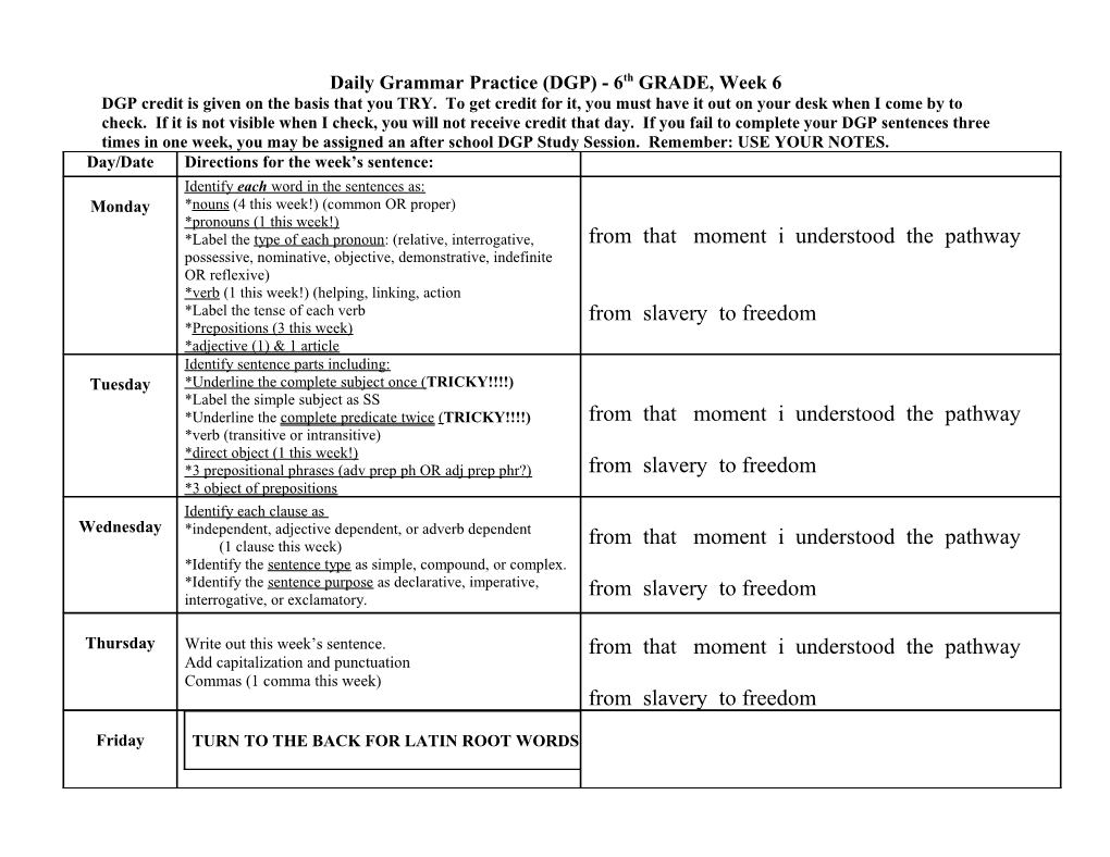 Daily Grammar Practice (DGP) - 6Th GRADE, Week 6