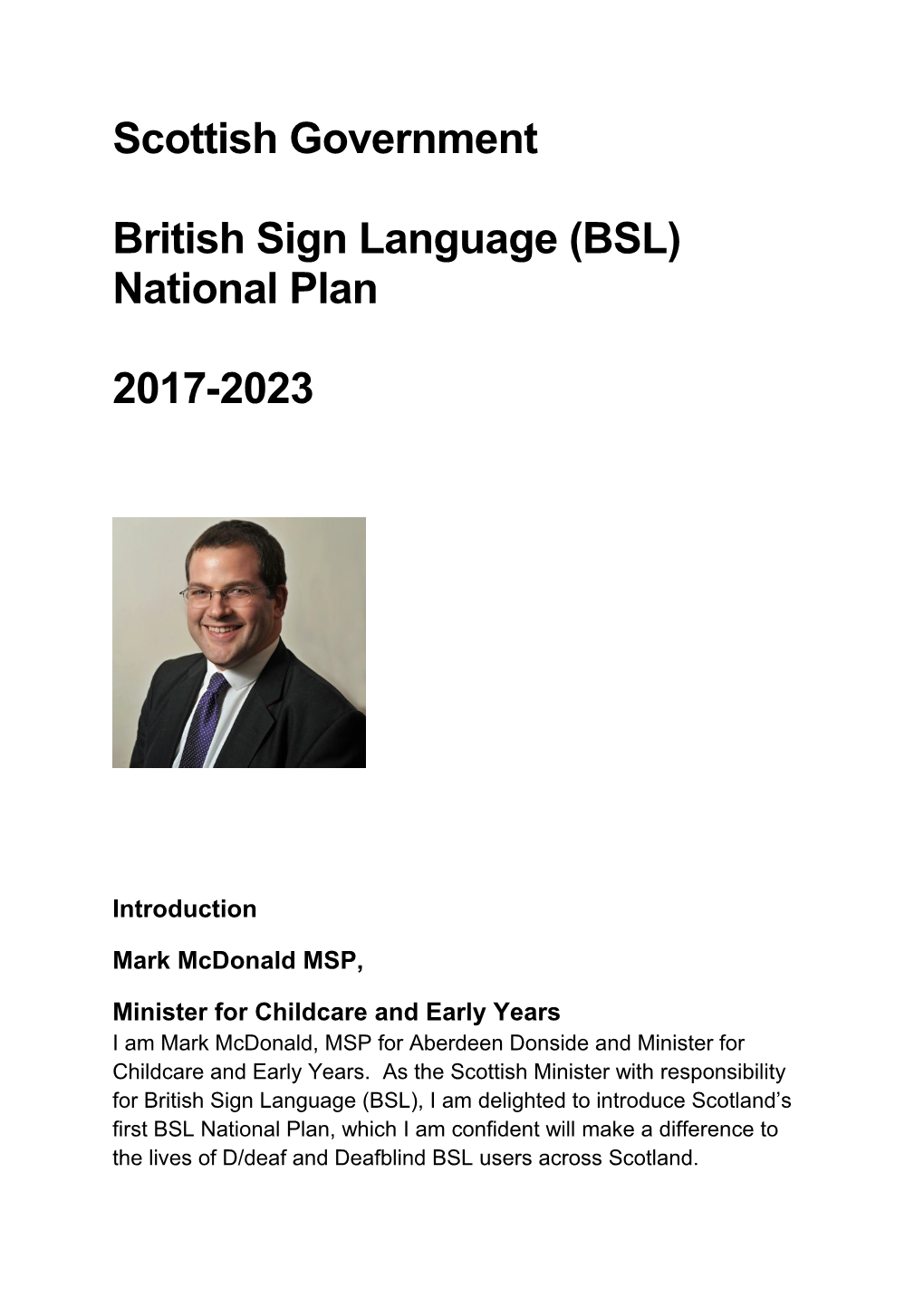 British Sign Language (BSL) National Plan