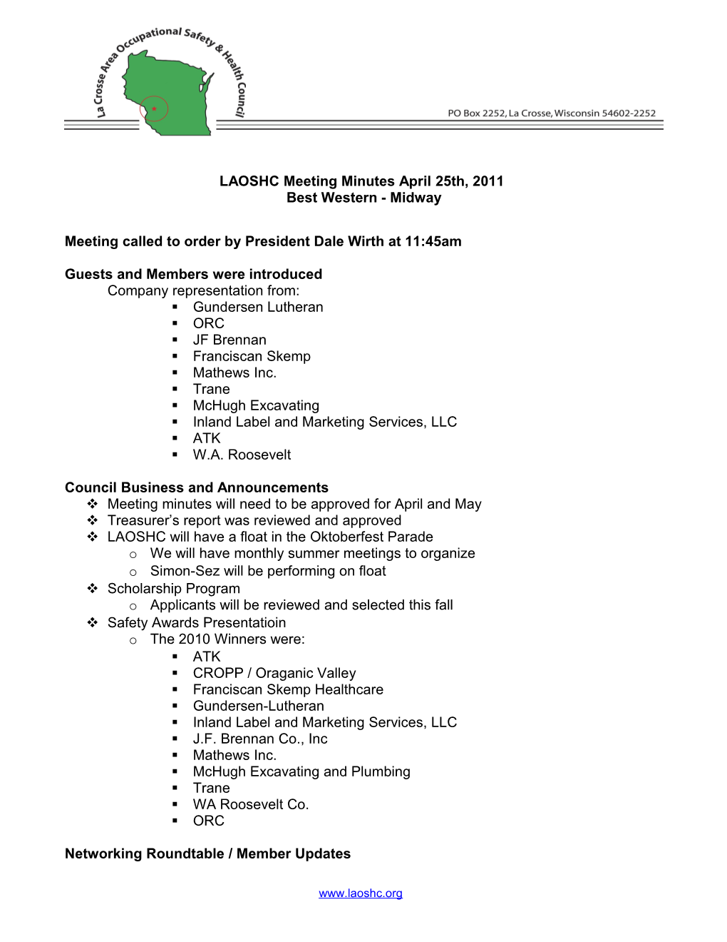 LAOSHC Membership Meeting Minutes