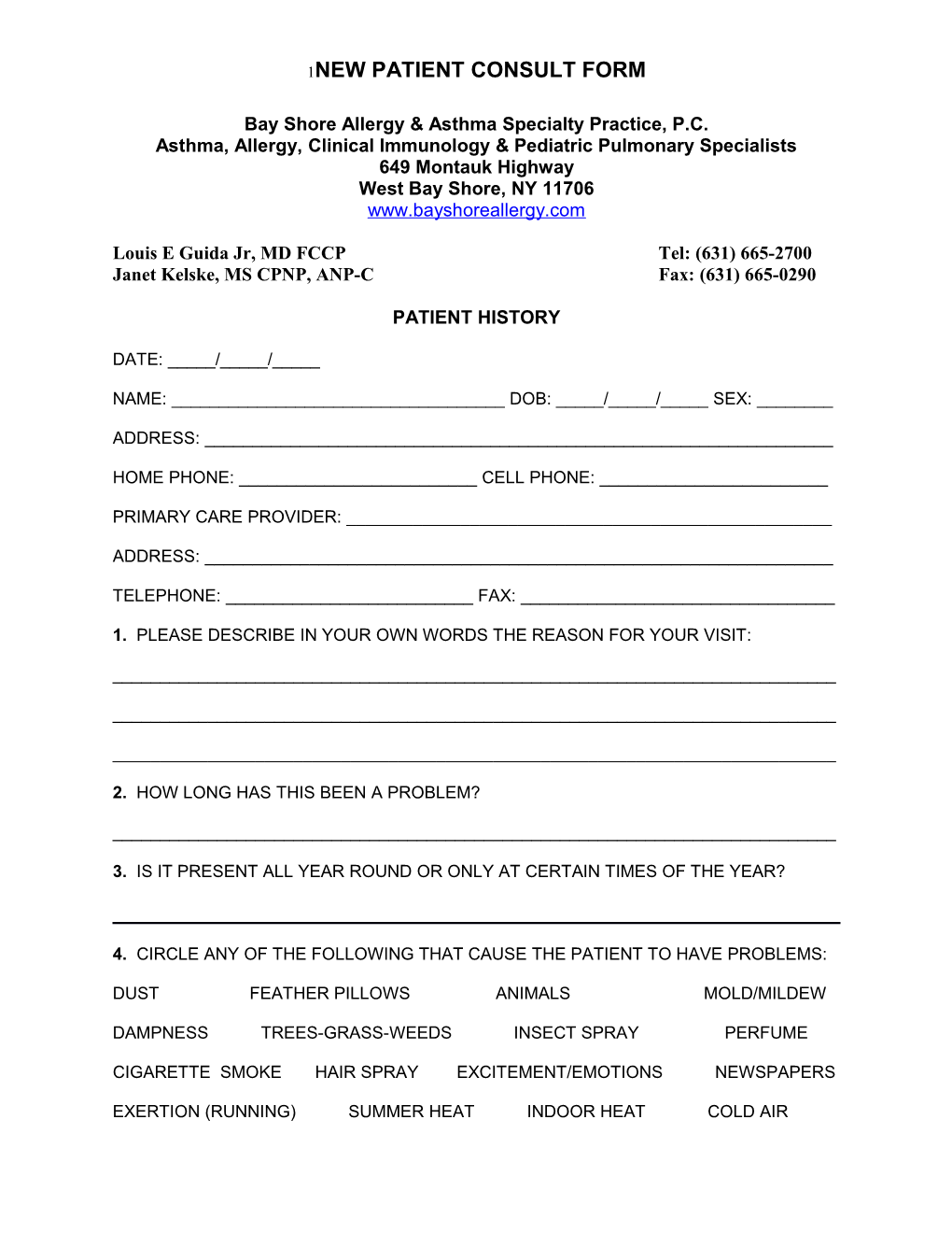 New Patient Consult Form