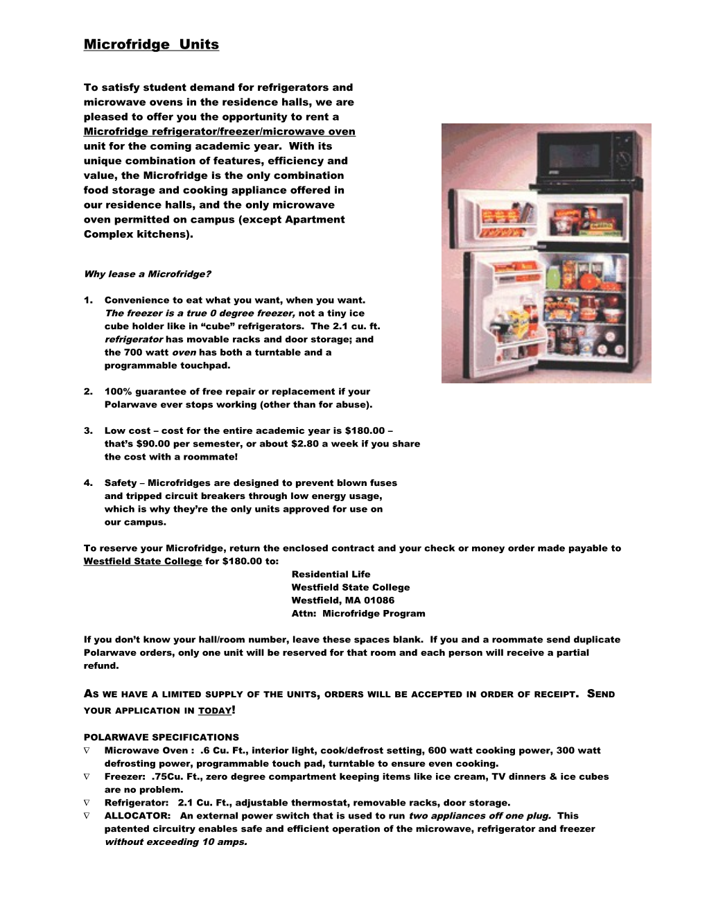 To Satisfy Student Demand for Refrigerators and Microwave Ovens in the Residence Halls