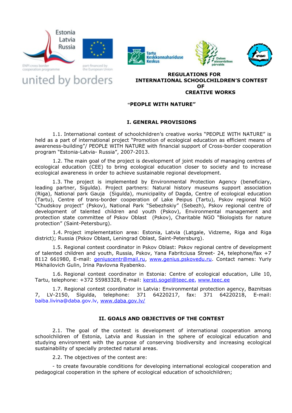 Regulations for International Schoolchildren S Contest Of