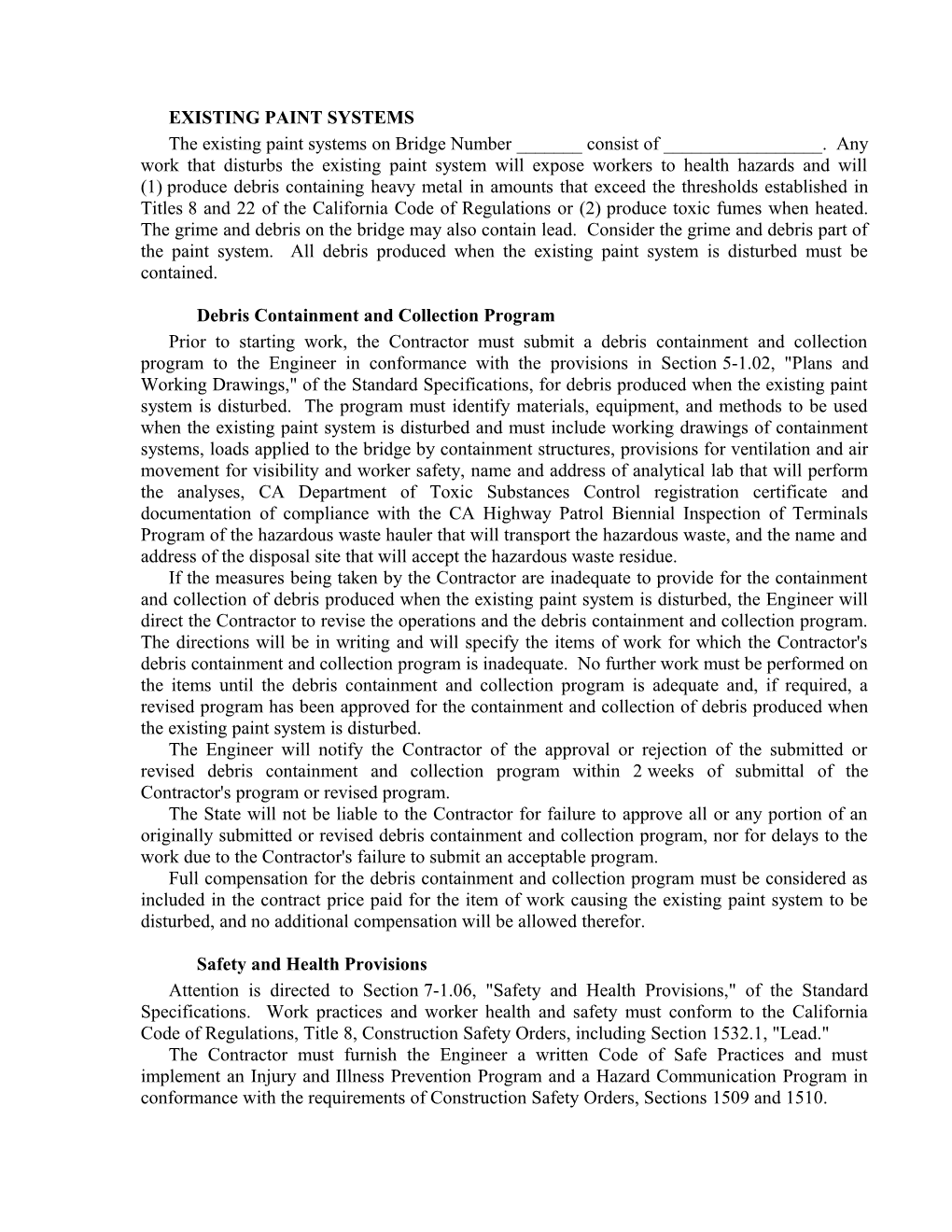 District to Furnish Specifications for Dealing with Contaminated Or Hazardous Soil