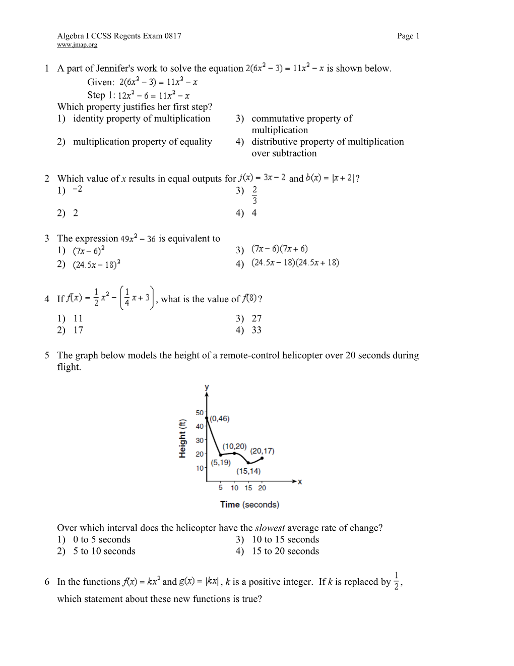 Algebra I CCSS Regents Exam 0817 Page 10