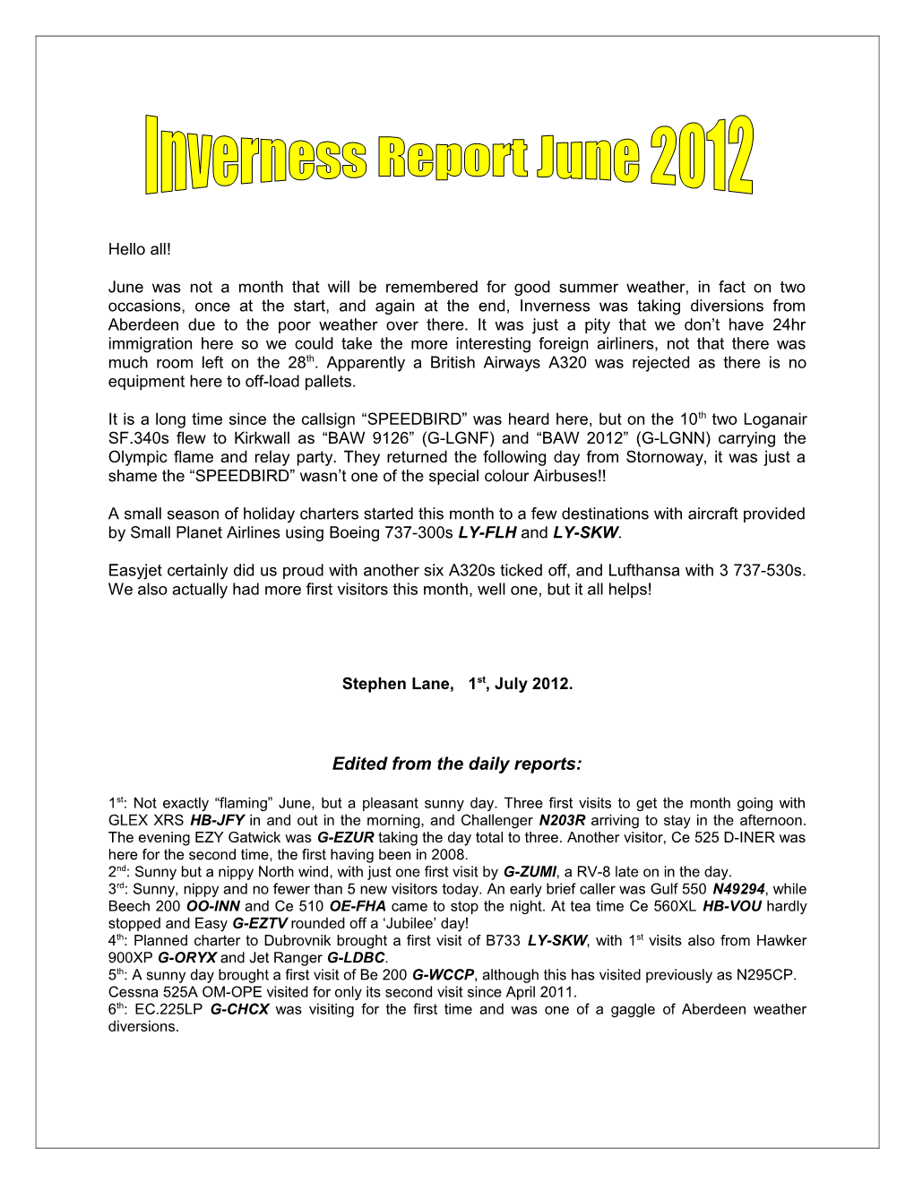 Inverness Report June 2012