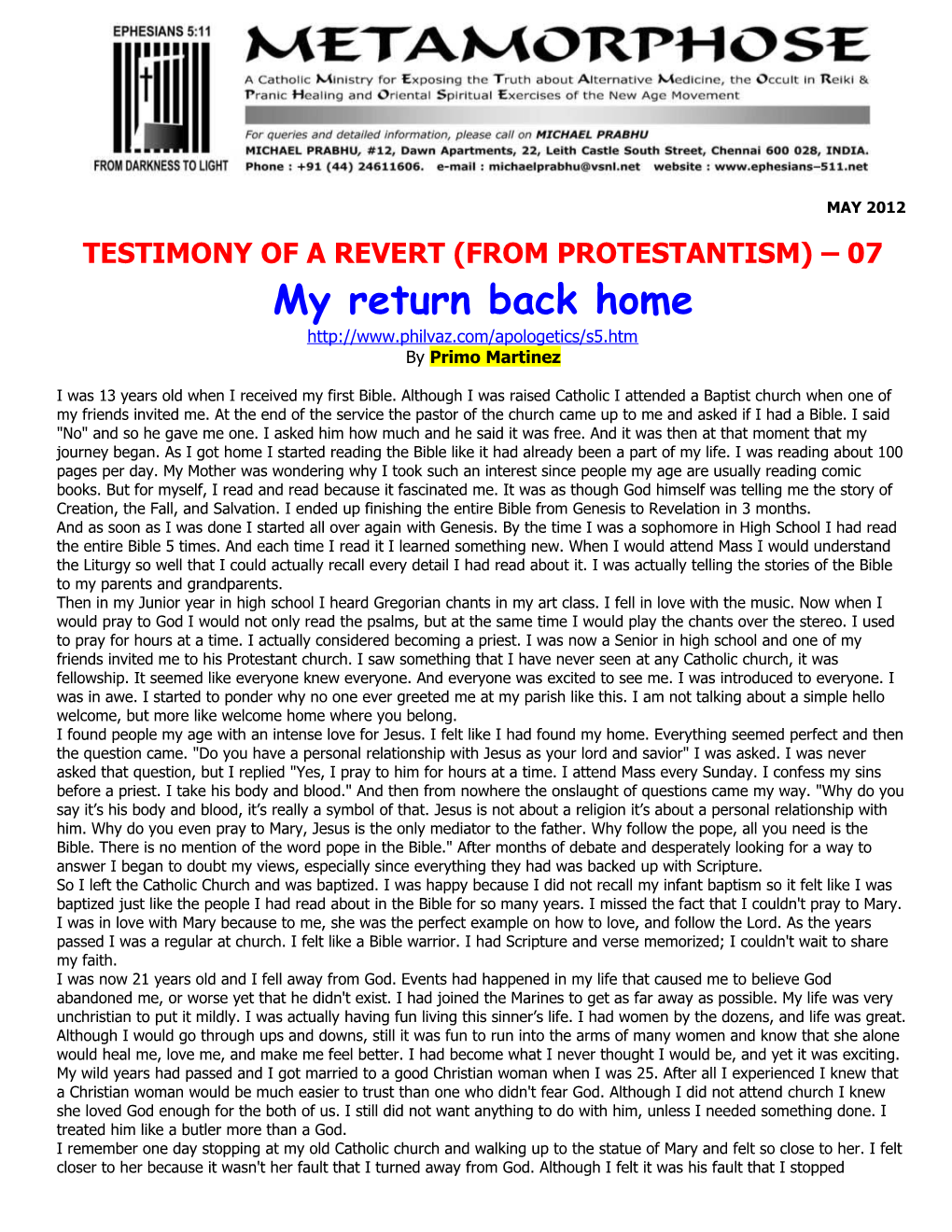 Testimony of a Revert (From Protestantism) 07