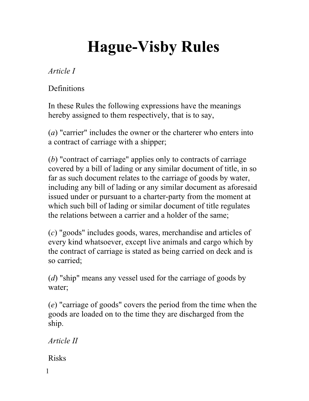 Hague-Visby Rules