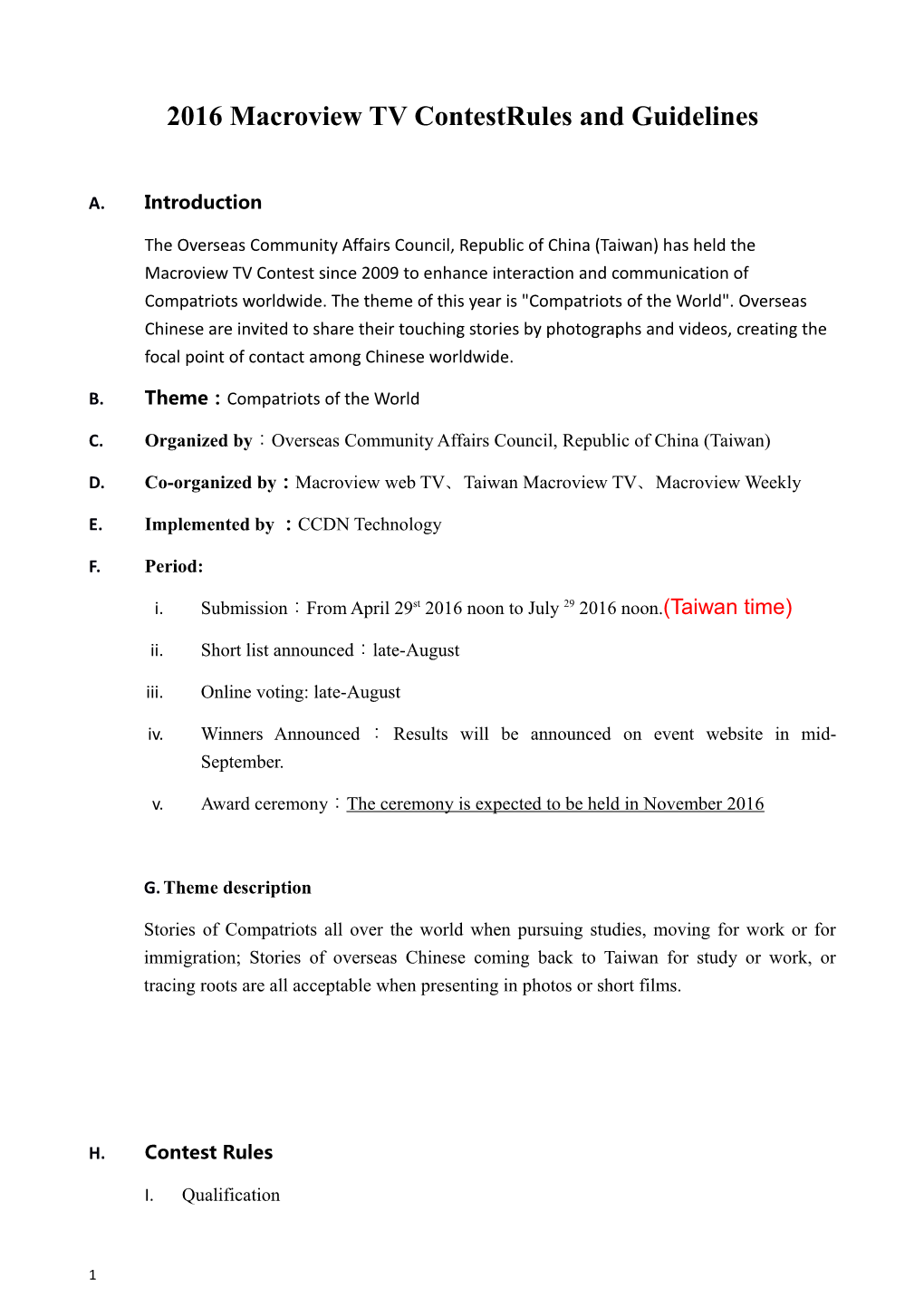 2016Macroview TV Contestrules and Guidelines