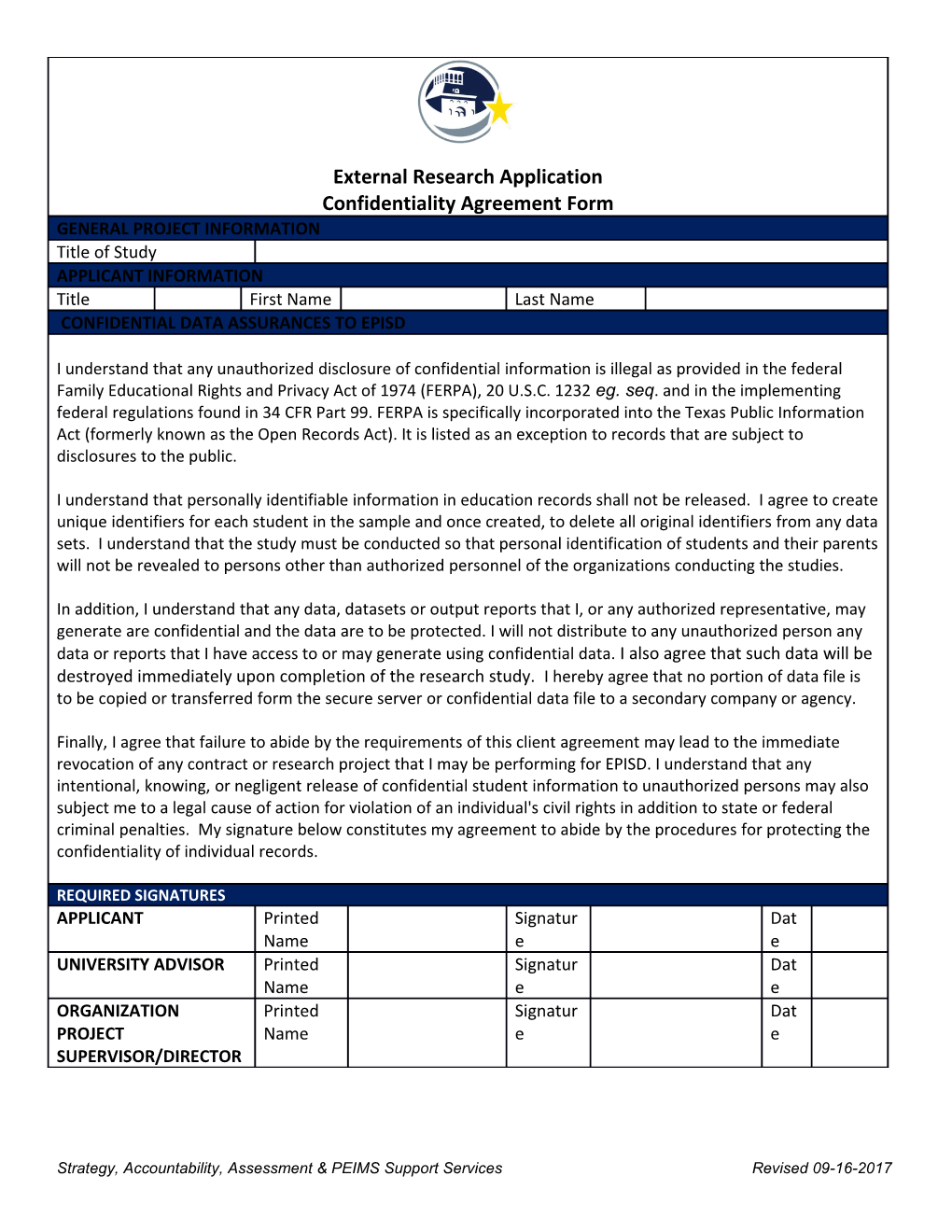 Strategy, Accountability, Assessment & PEIMS Support Services Revised 09-16-2017