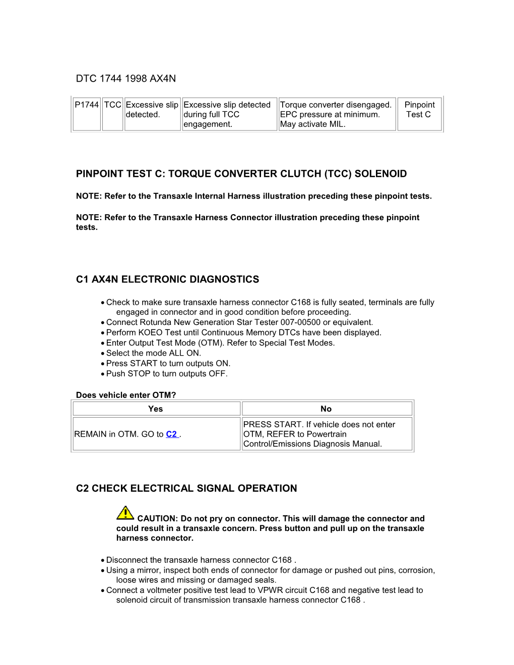 Pinpoint Test C: Torque Converter Clutch (Tcc) Solenoid