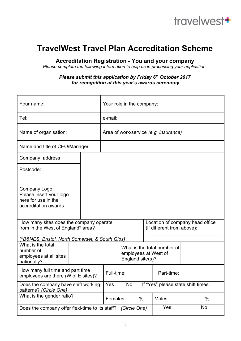 Travelwest Travel Plan Accreditation Scheme