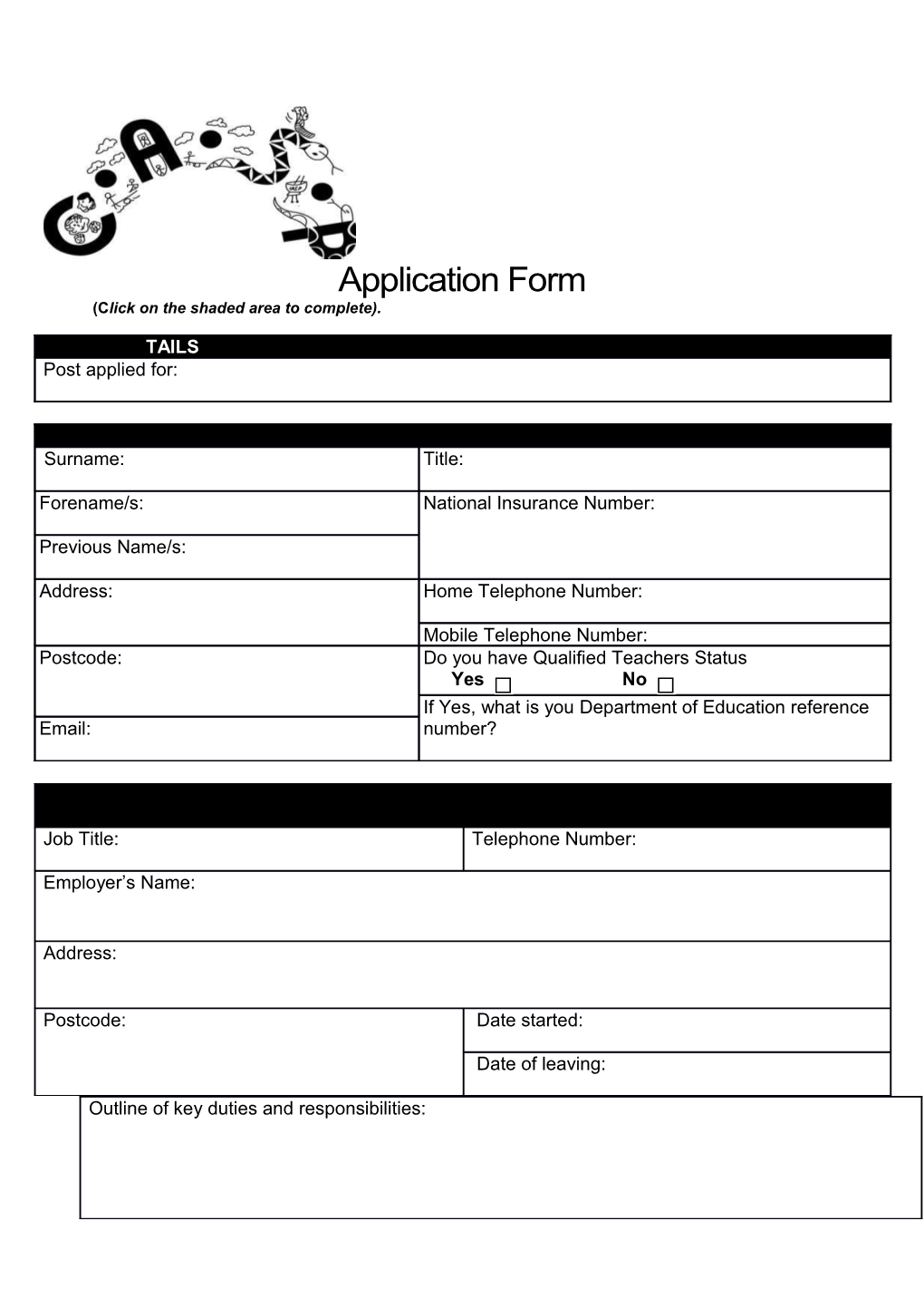 Sample Job Application Form
