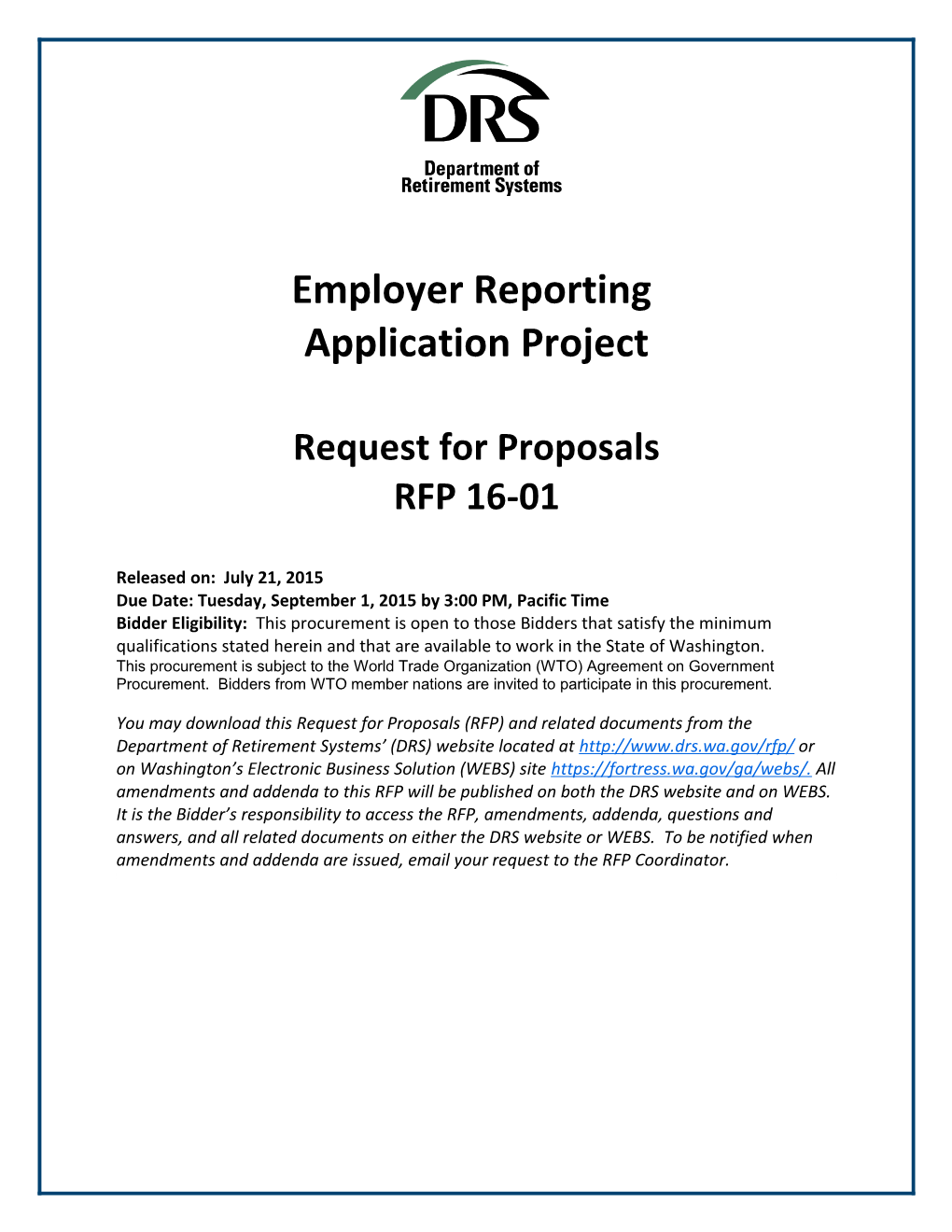 ERARFP Request for Proposals 16-01