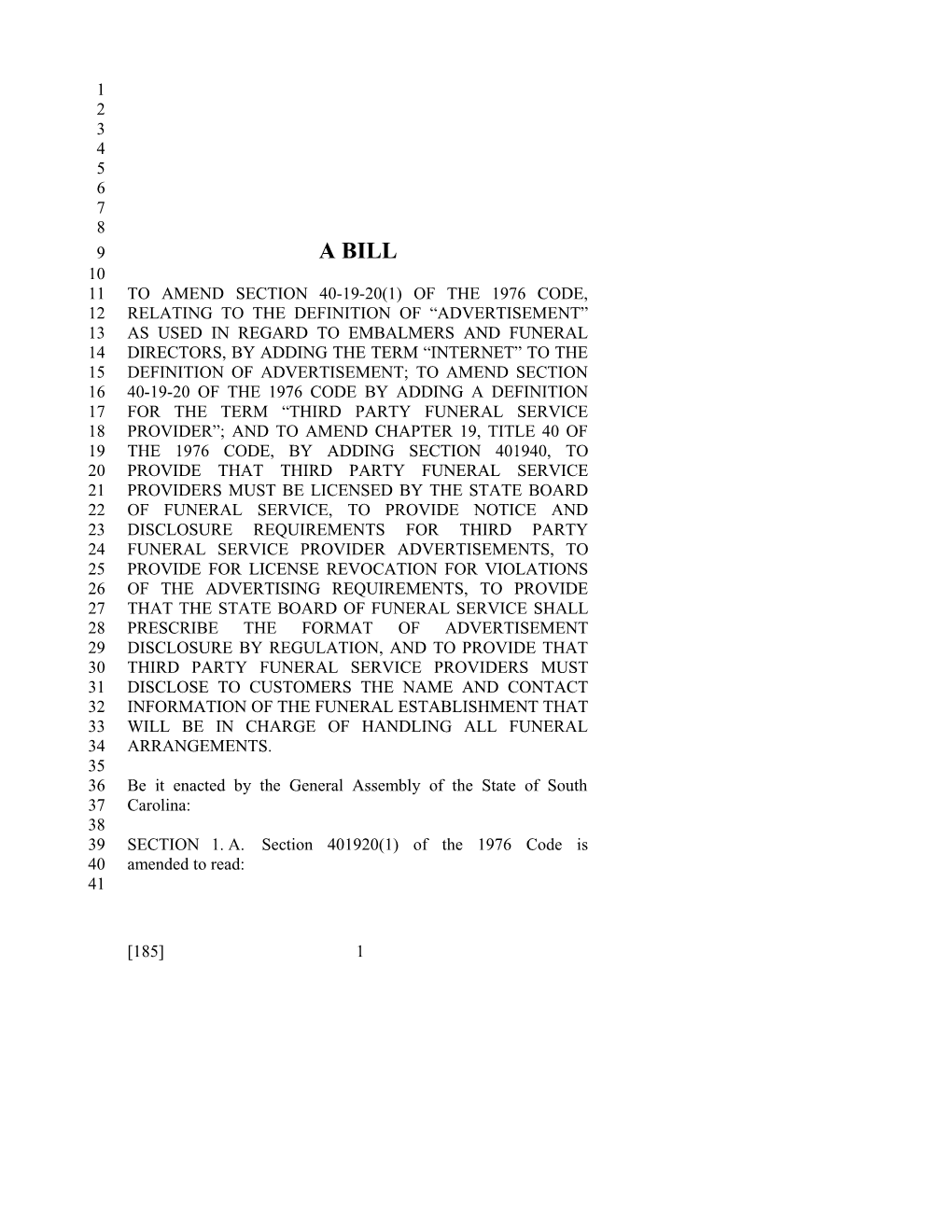 2017-2018 Bill 185 Text of Previous Version (Dec. 13, 2016) - South Carolina Legislature Online