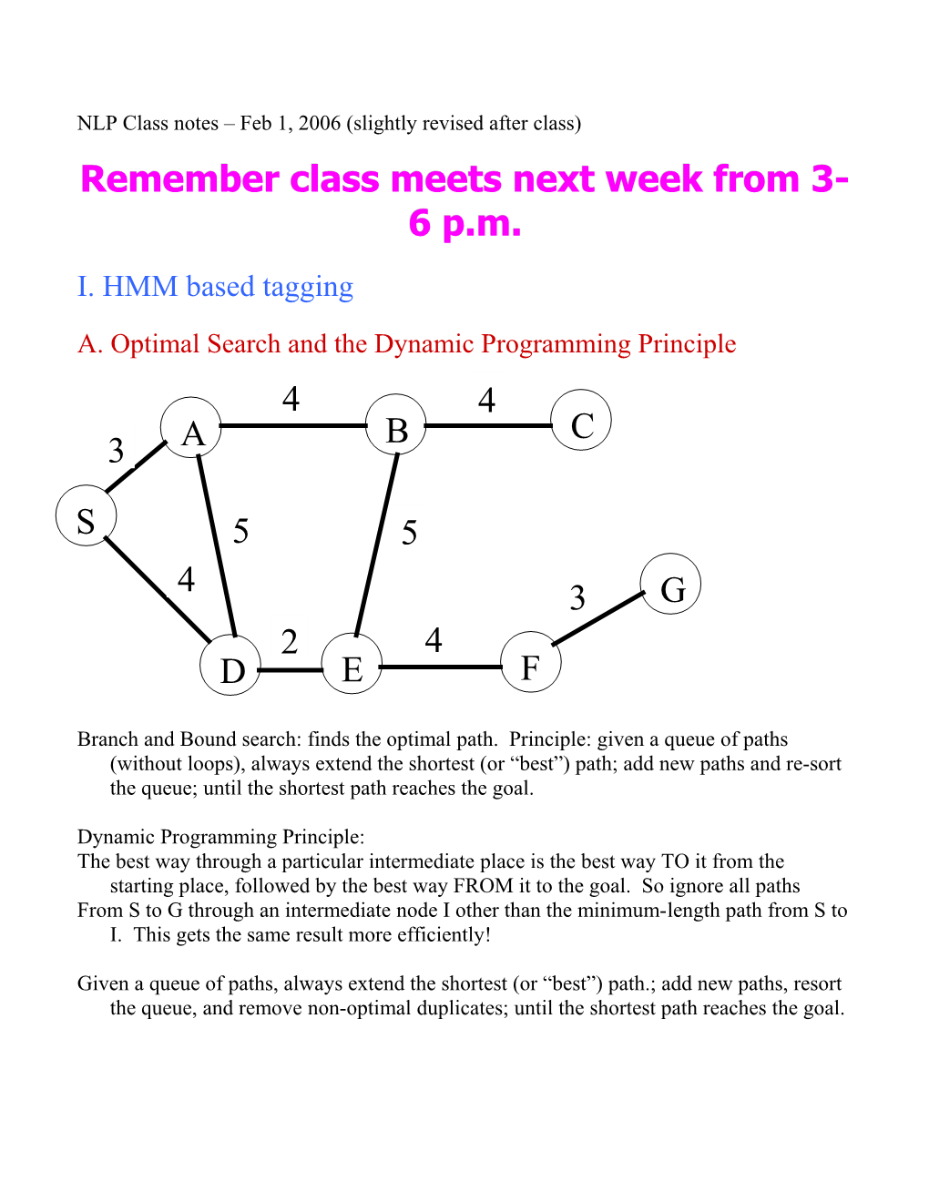 NLP Class Notes Feb 1, 2006