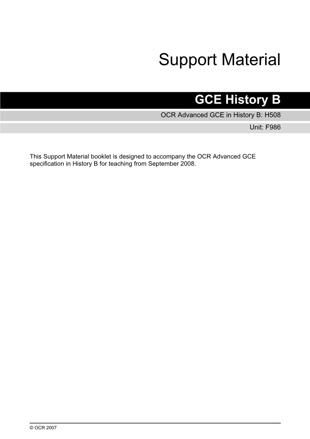 OCR Advanced GCE in History B: H508