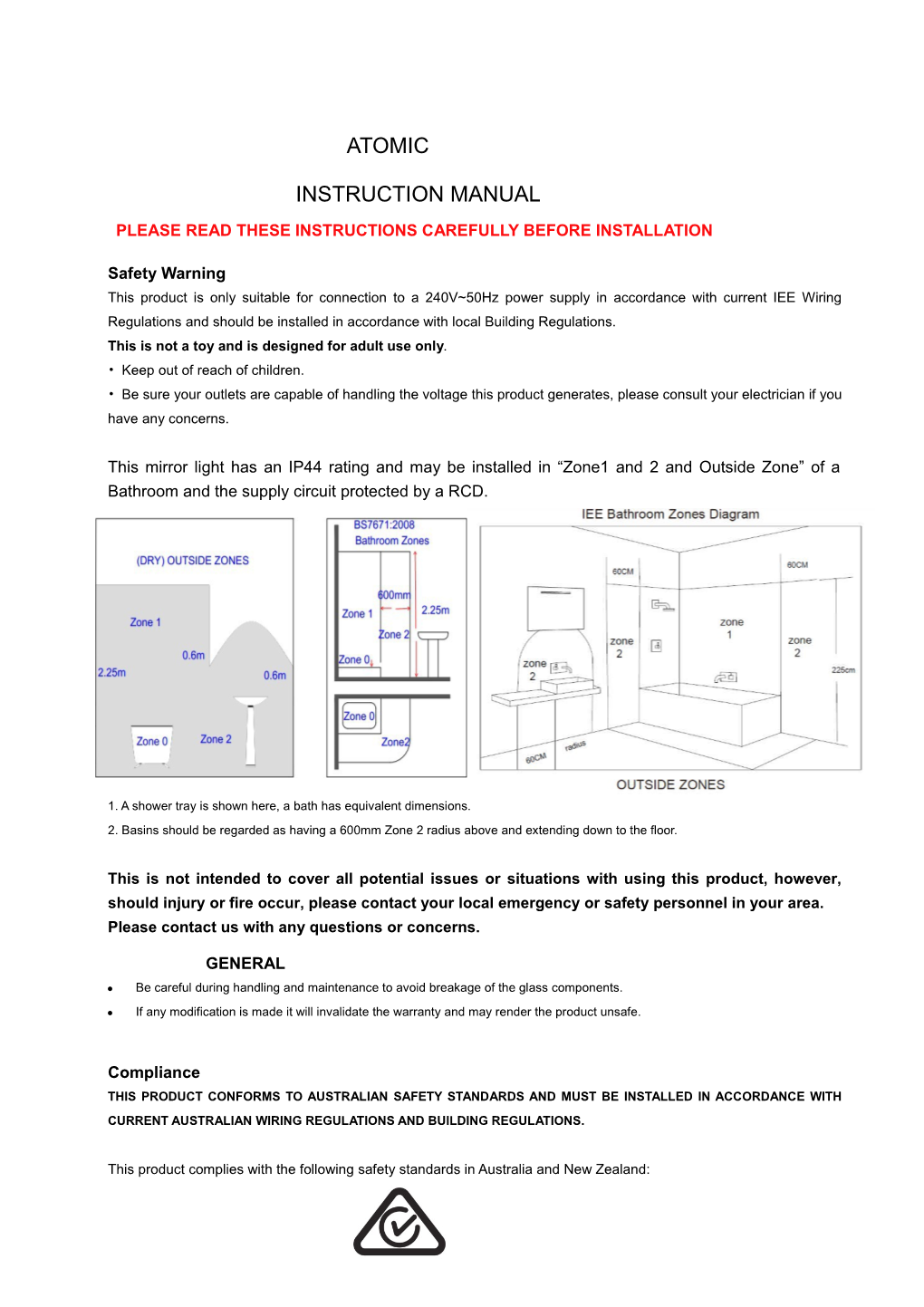 Please Read These Instructions Carefully Before Installation