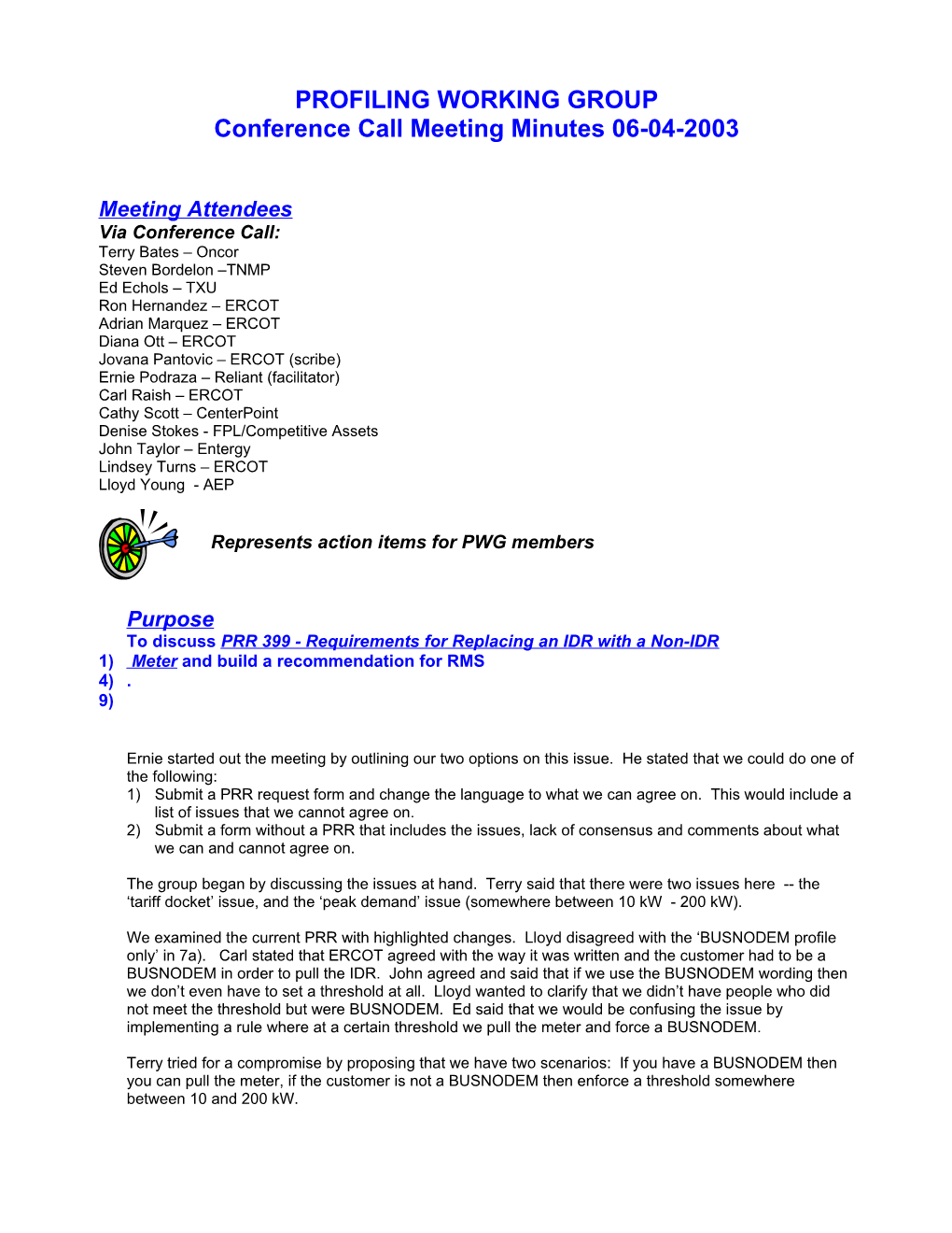 Load Profiling Working Group