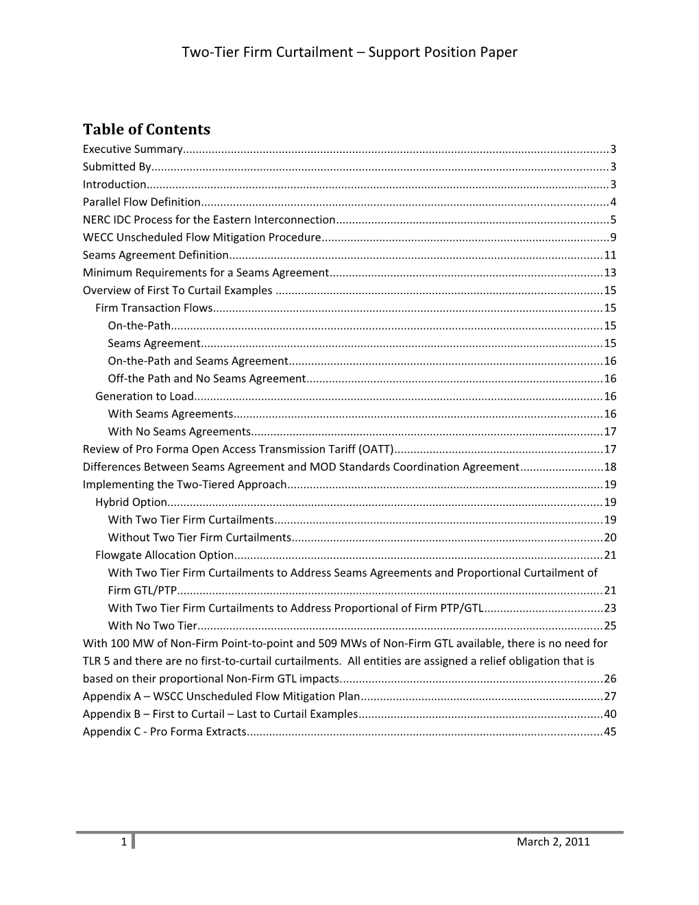 Two-Tier Firm Curtailment Support Position Paper