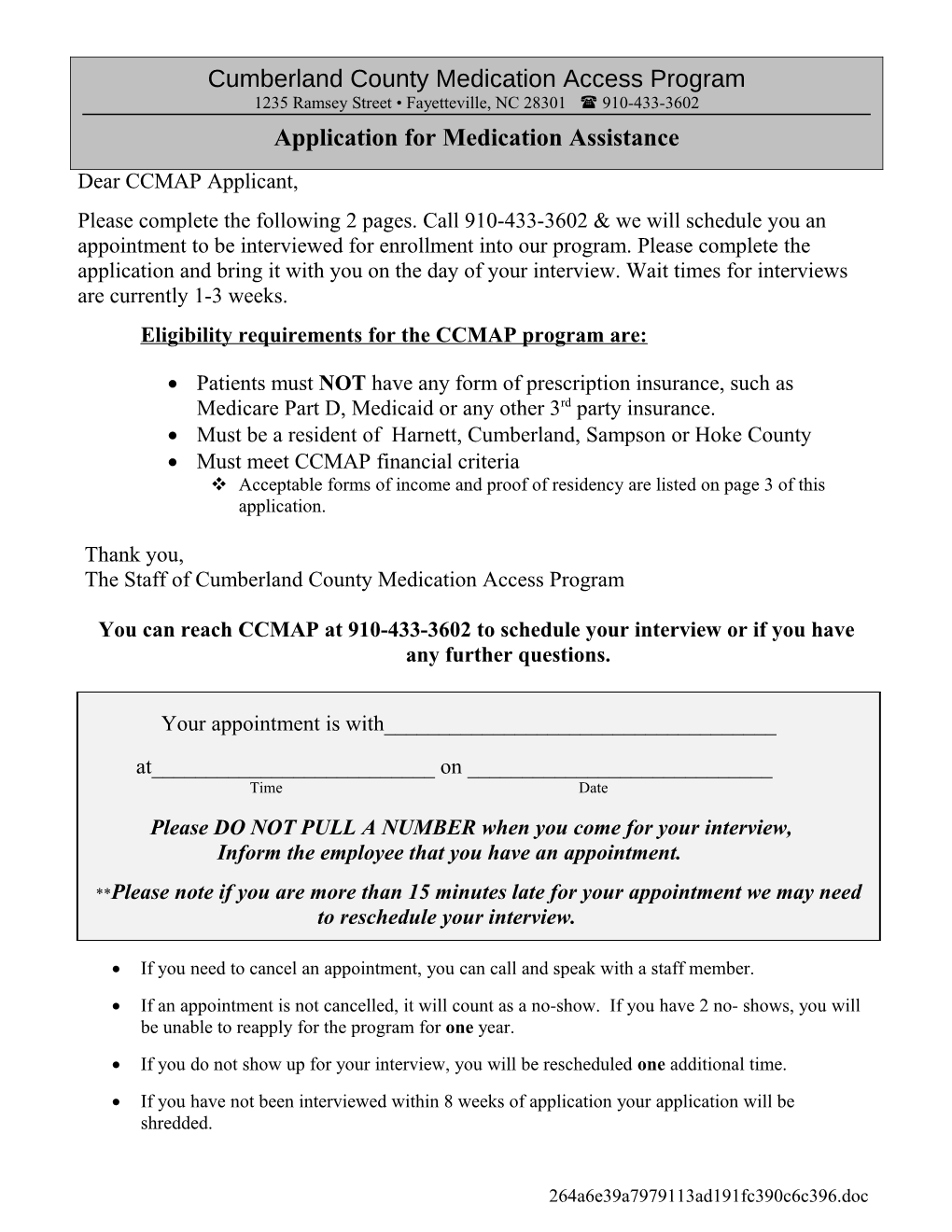 Eligibility Requirements for the CCMAP Program Are