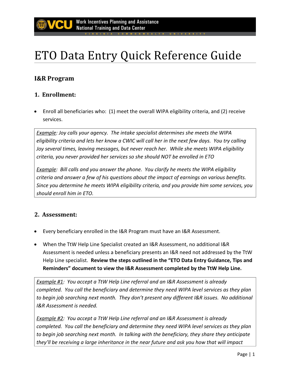 ETO Data Entry Quick Reference Guide