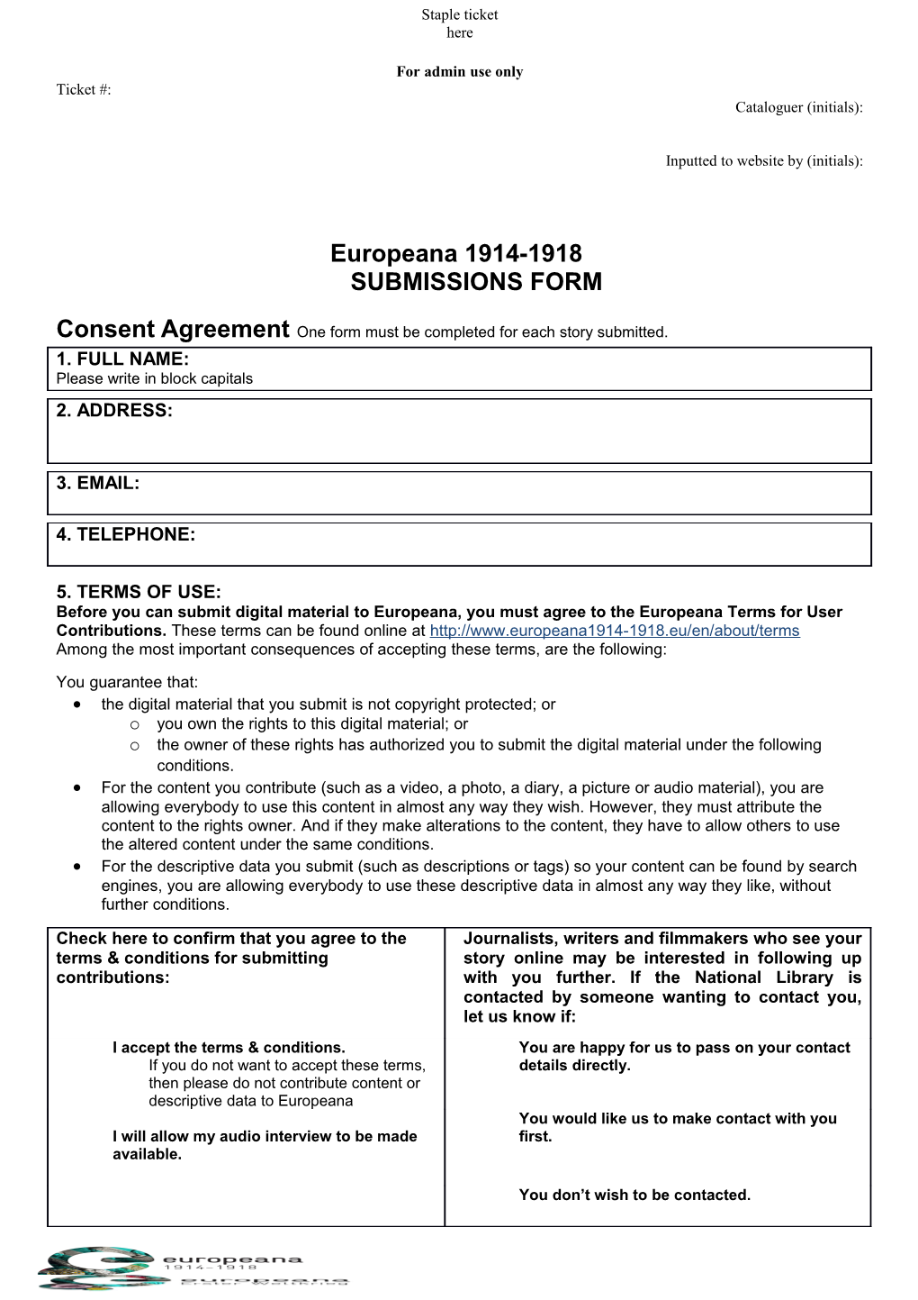 EWA Submissions Form