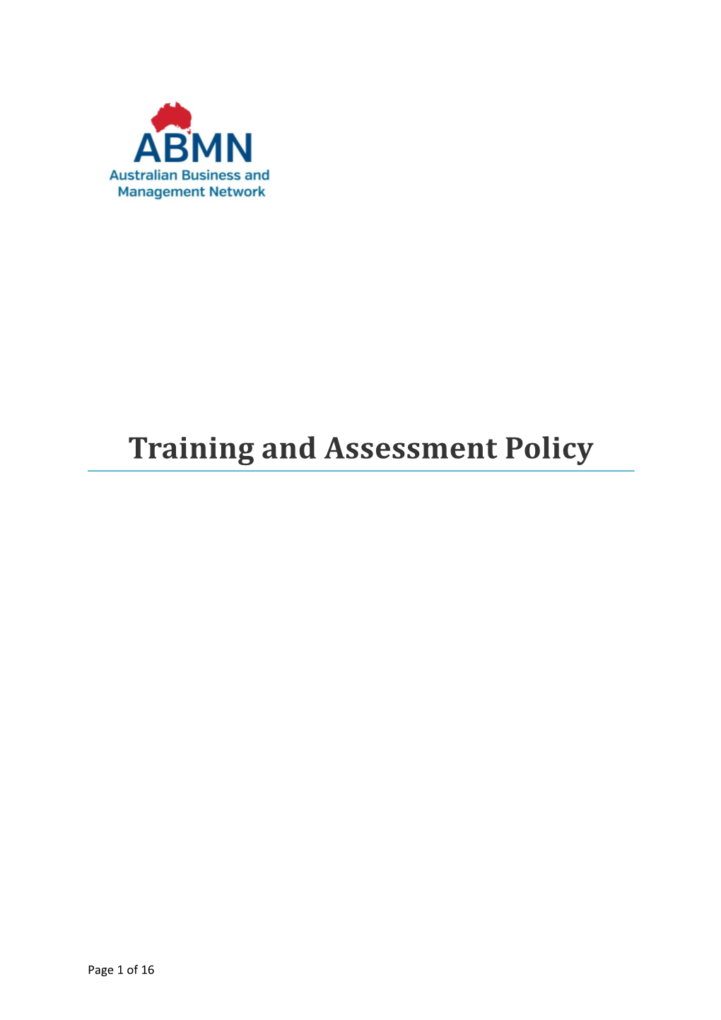 Training and Assessment Policy