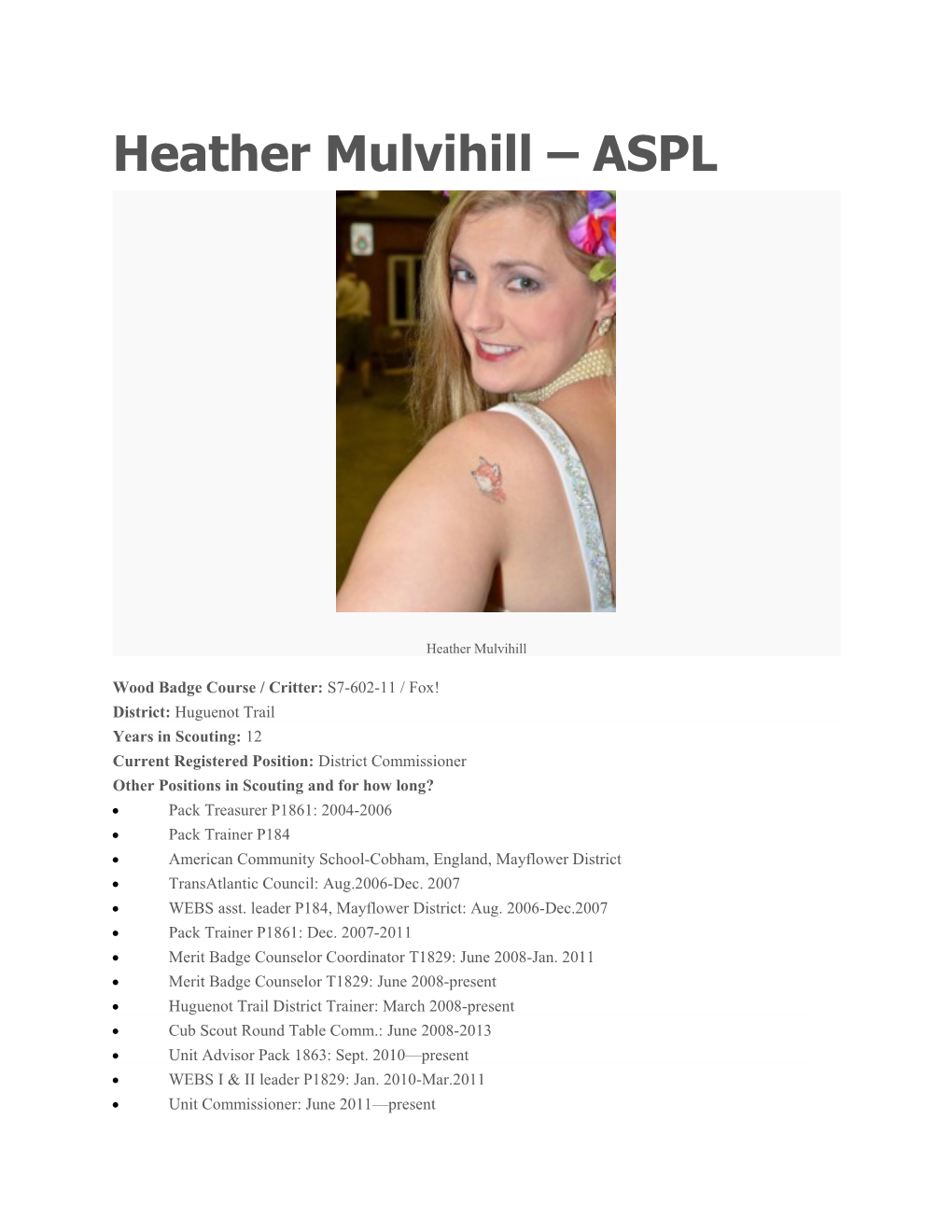 Heather Mulvihill ASPL