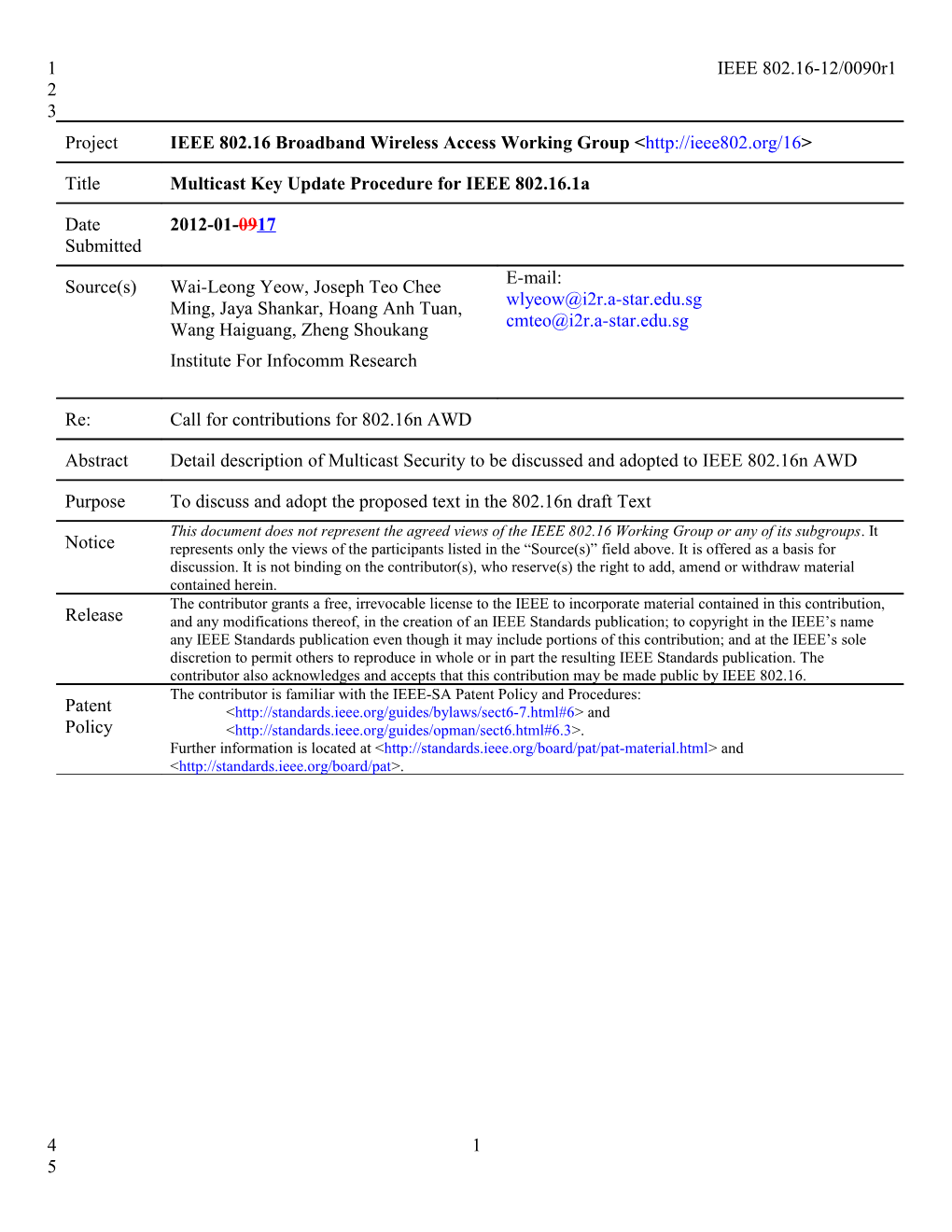 Consolidated Contributions for Security Ad Hoc Group in IEEE 802.16N