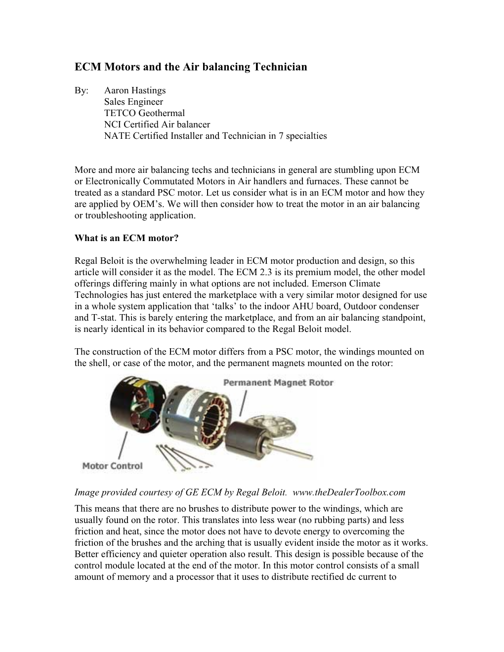 ECM Motors and the Air Balancing Technician