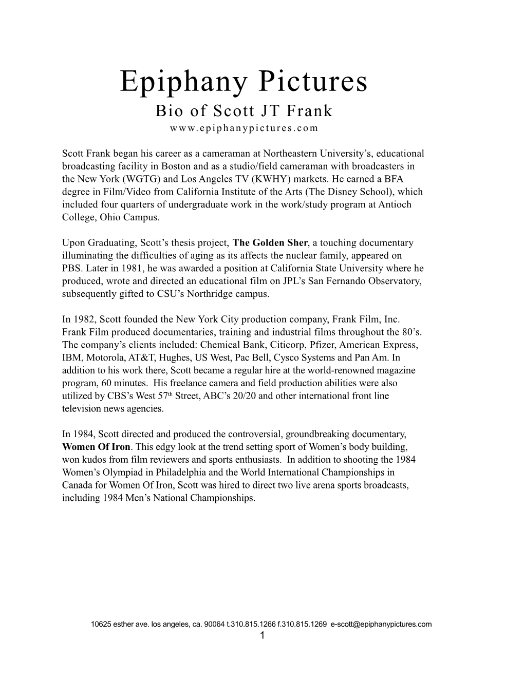 Epiphany Productions, Inc s1