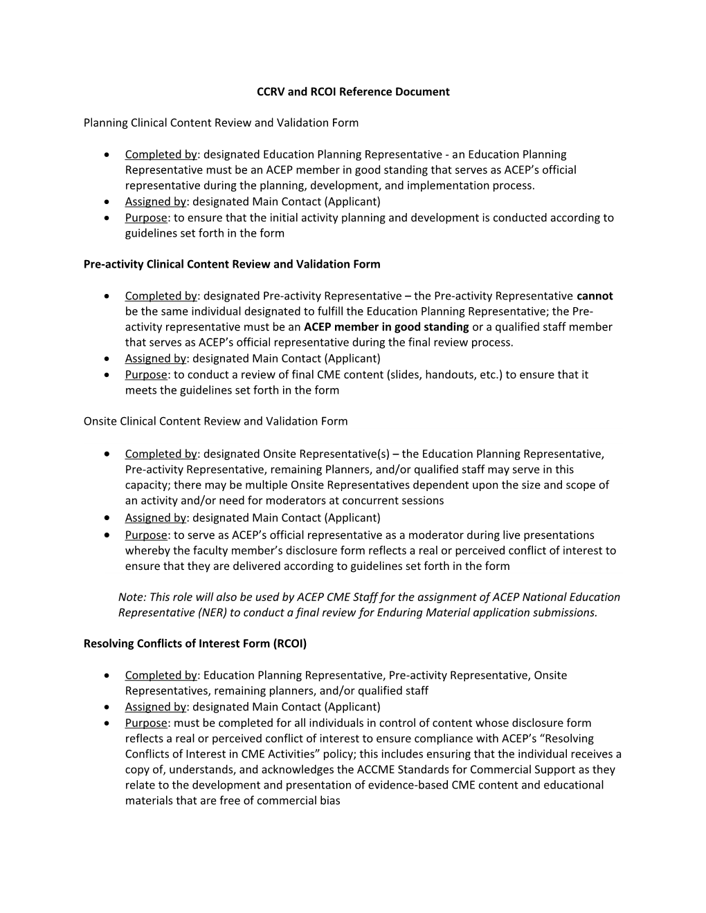 Planning Clinical Content Review and Validation Form