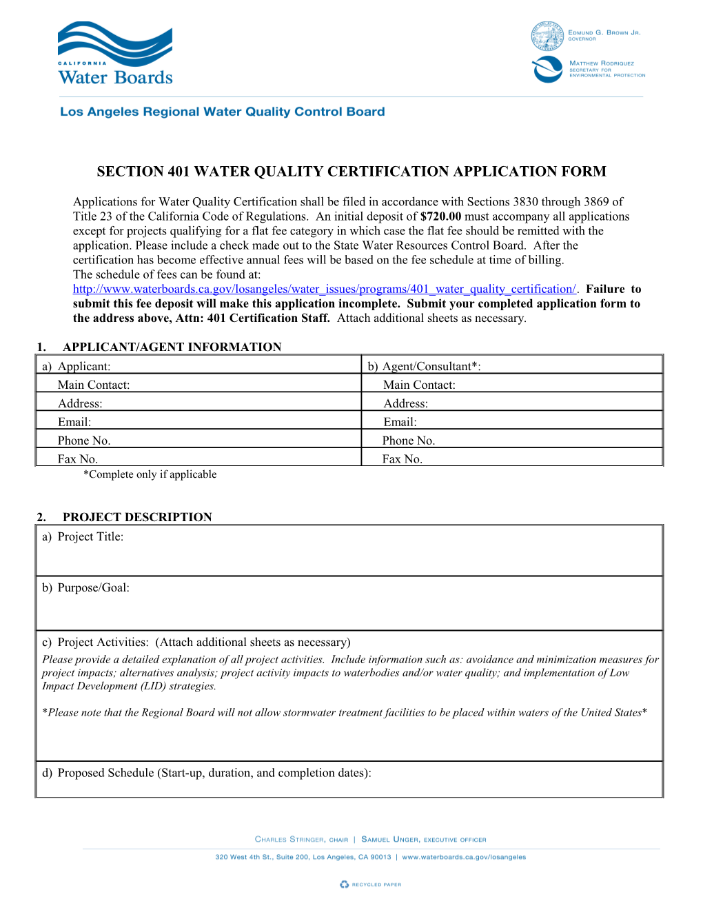 Section 401 Water Quality Certification Application Form s1