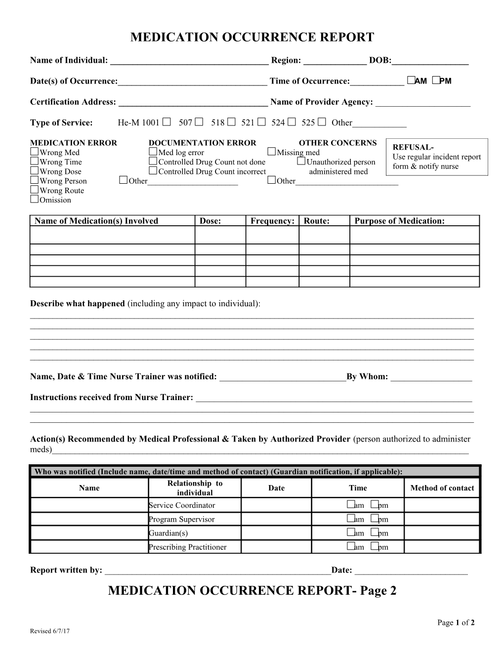 Medication Occurrence Report s1