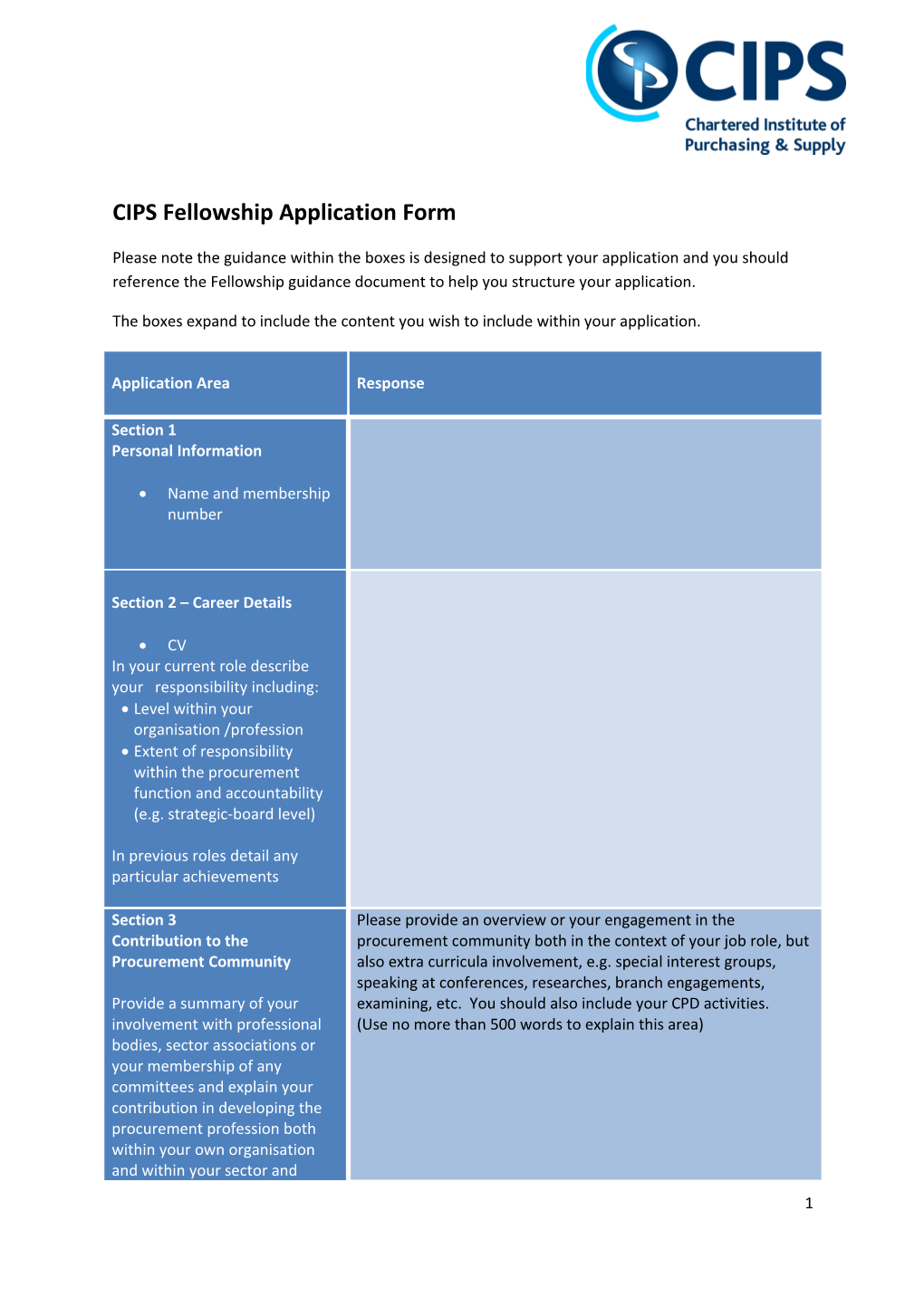 CIPS Fellowship Application Form