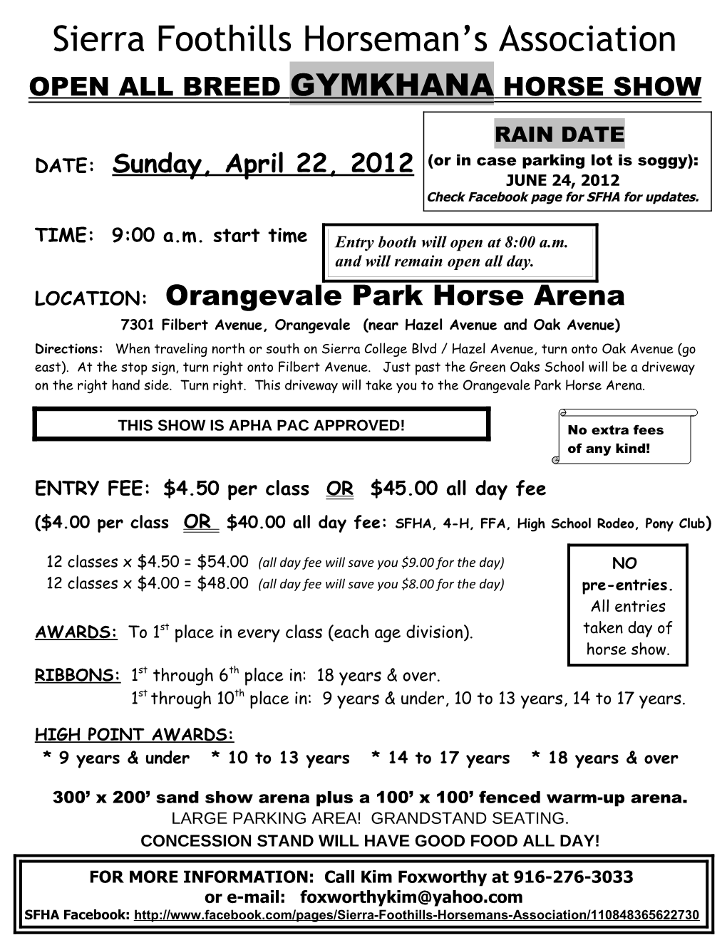 Sierra Foothills Horseman S Association