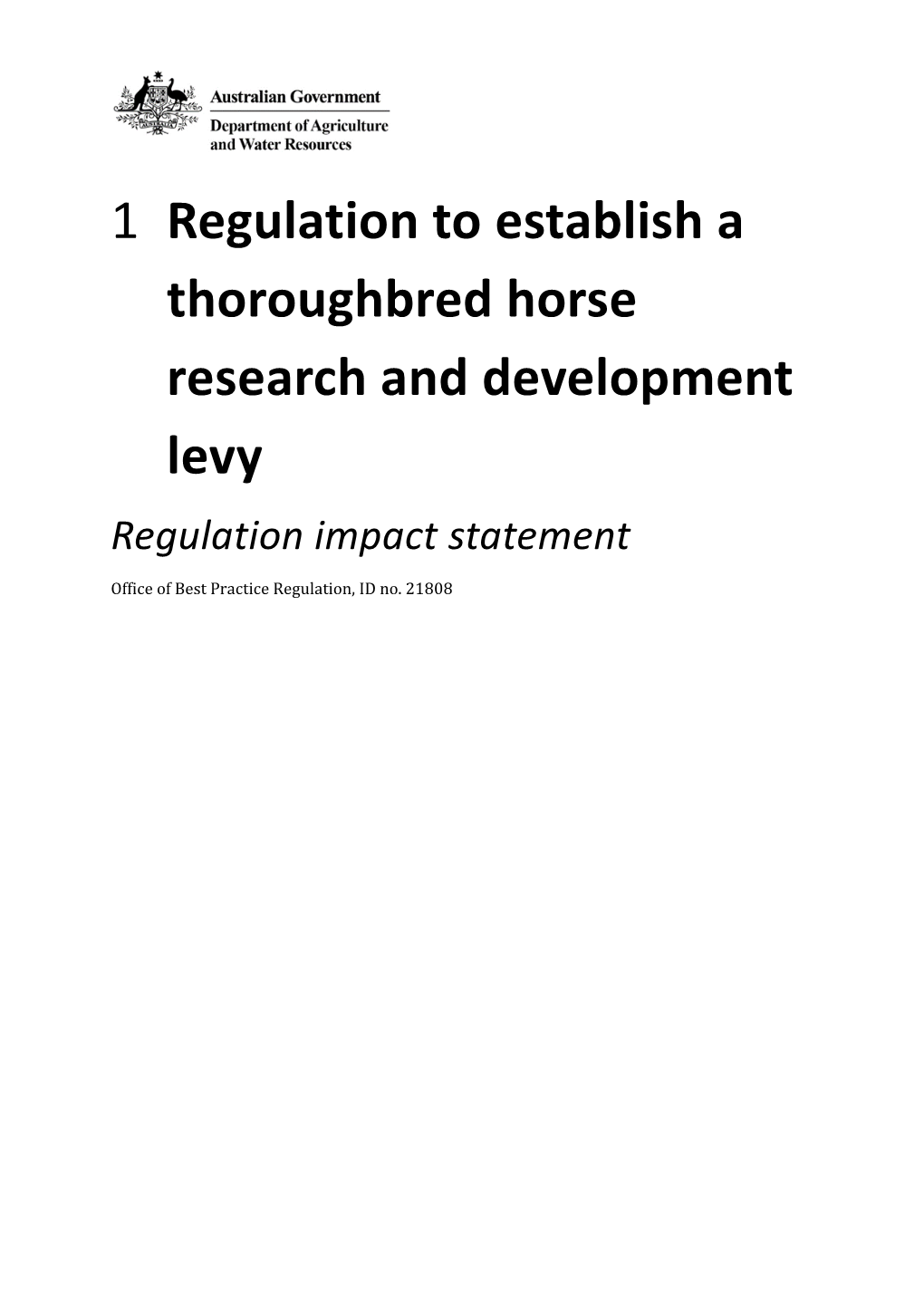 Regulation Impact Statement