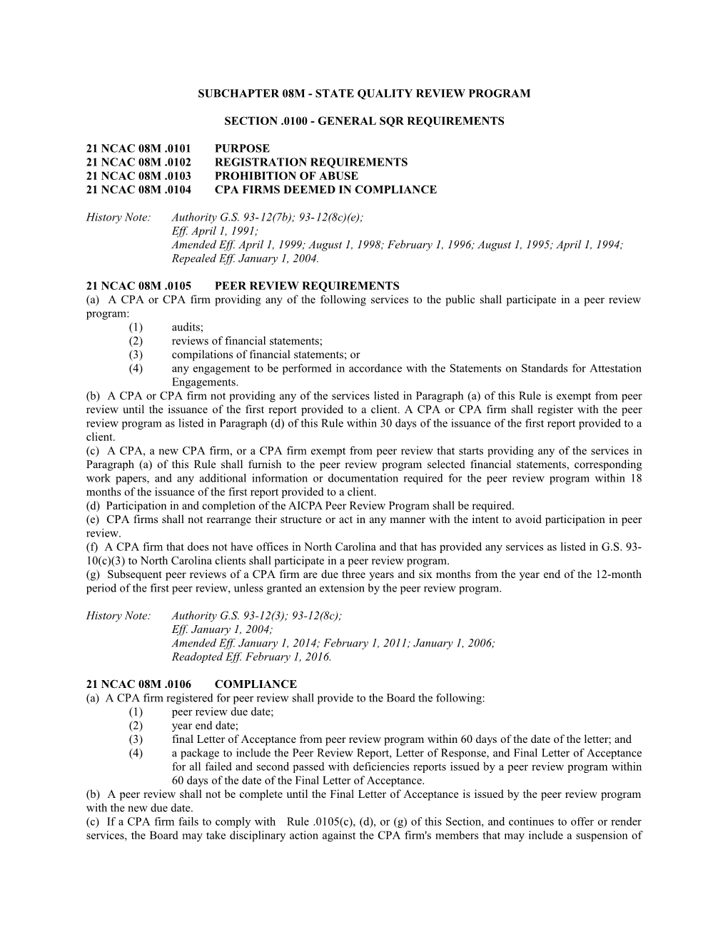 Subchapter 08M - STATE QUALITY REVIEW PROGRAM