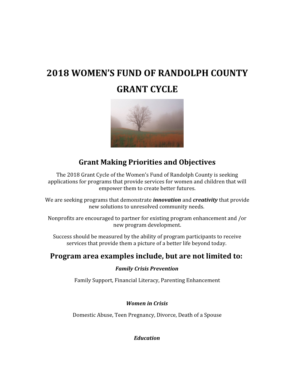 2018 Women S Fund of Randolph County