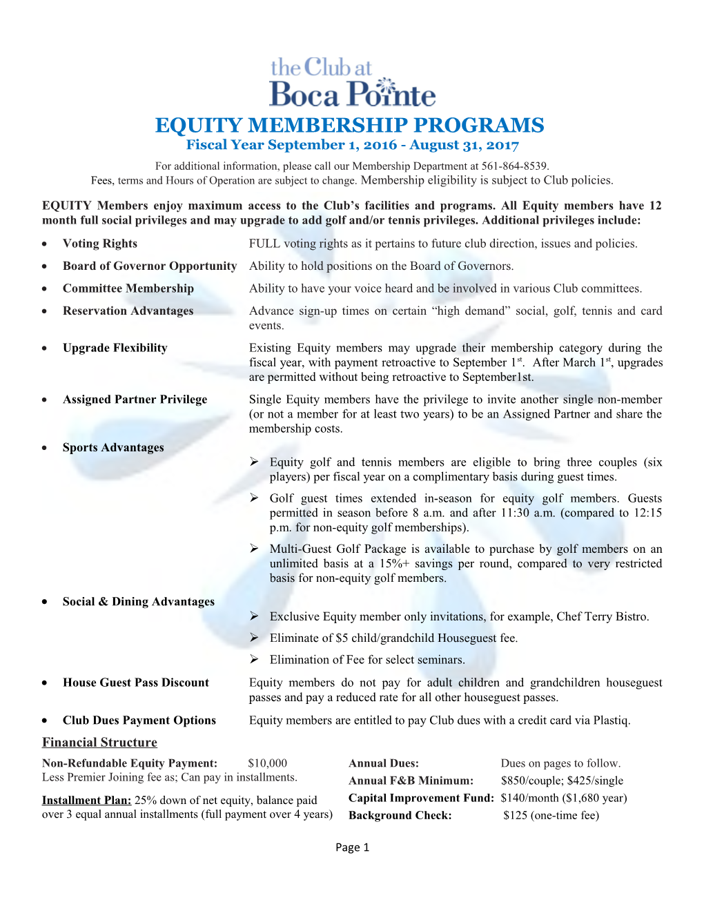 Equity Membership Programs