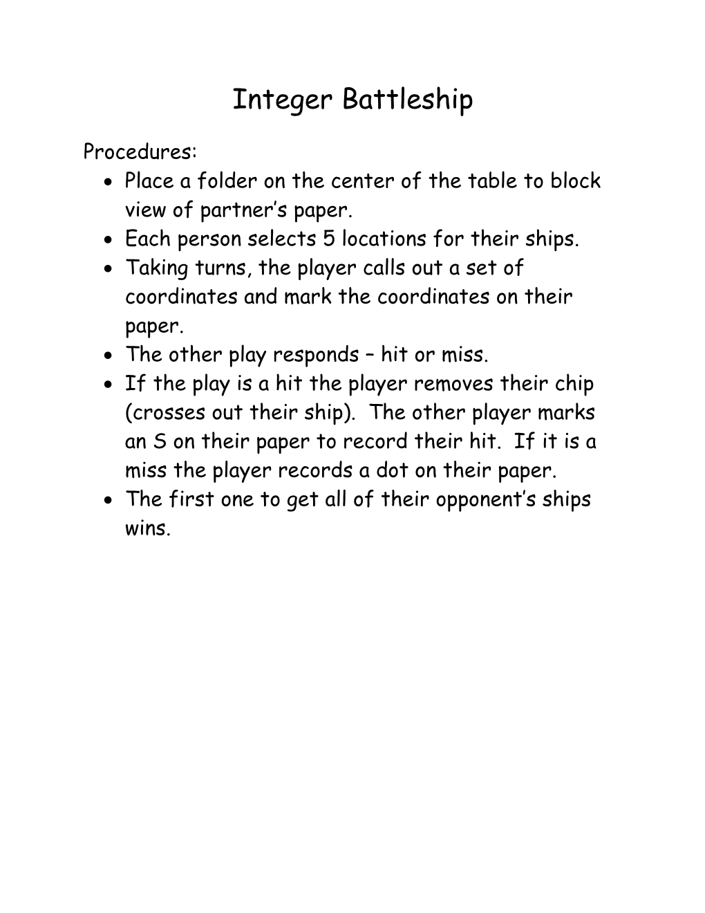 Place a Folder on the Center of the Table to Block View of Partner S Paper