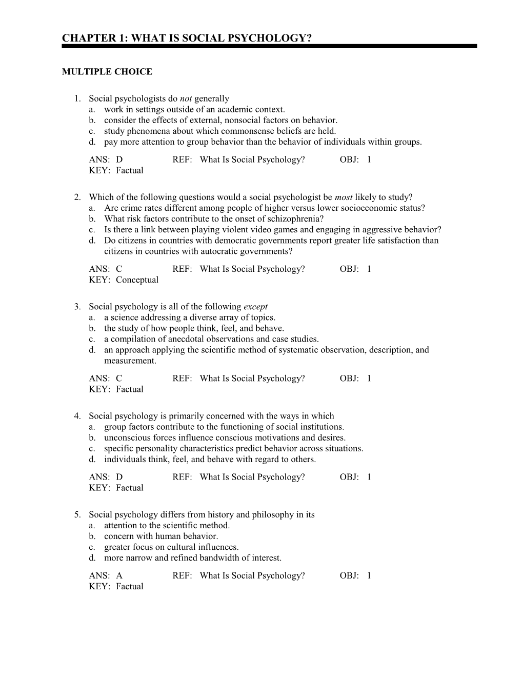 Chapter 1: What Is Social Psychology?