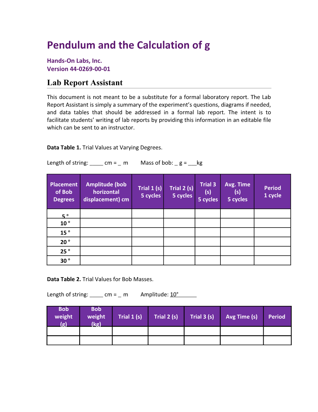 Pendulum and the Calculation of G