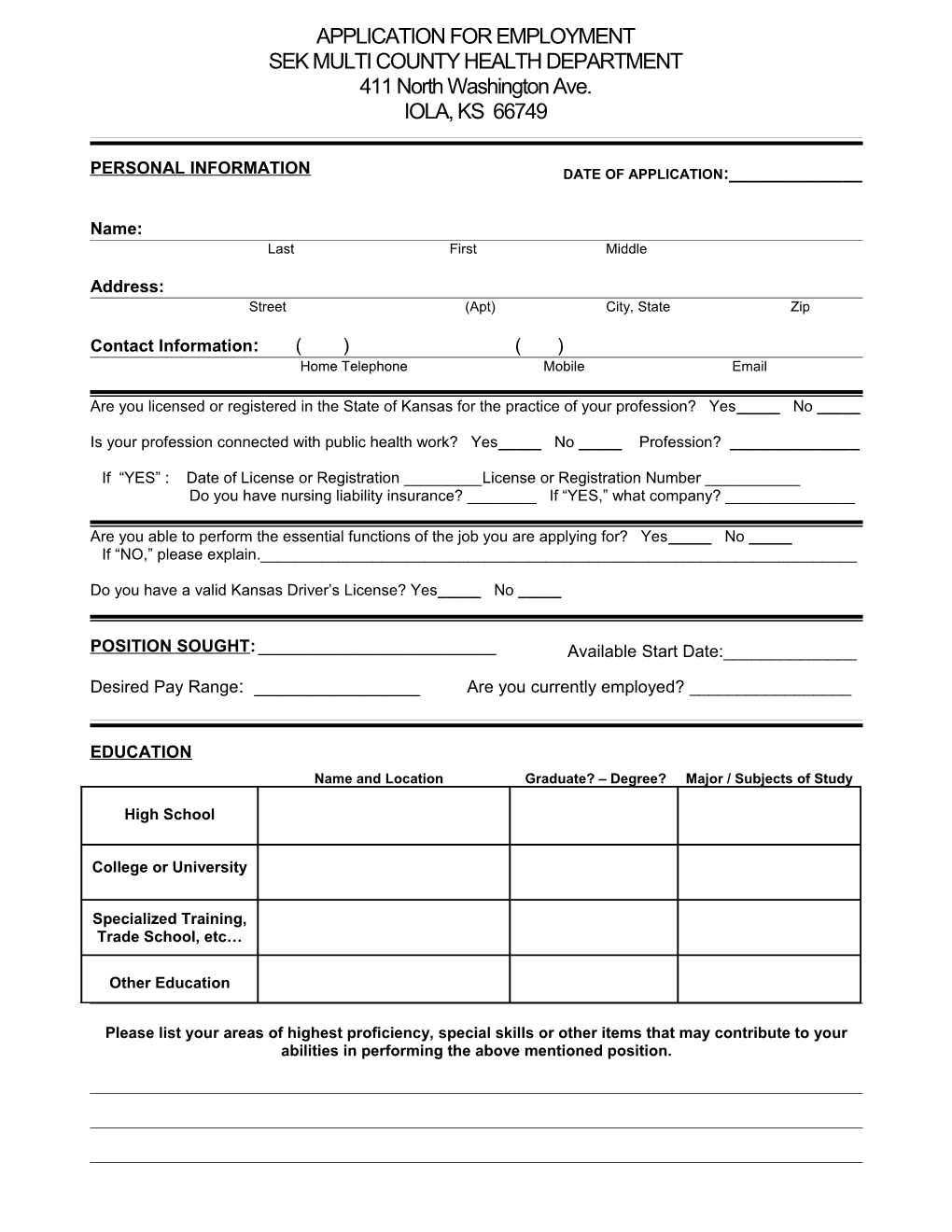 Application for Employment s72