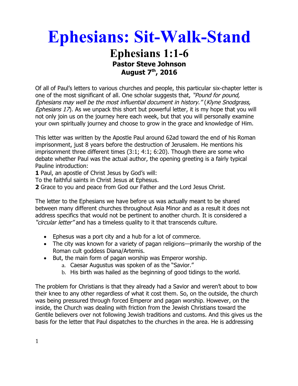 Ephesians: Sit-Walk-Stand