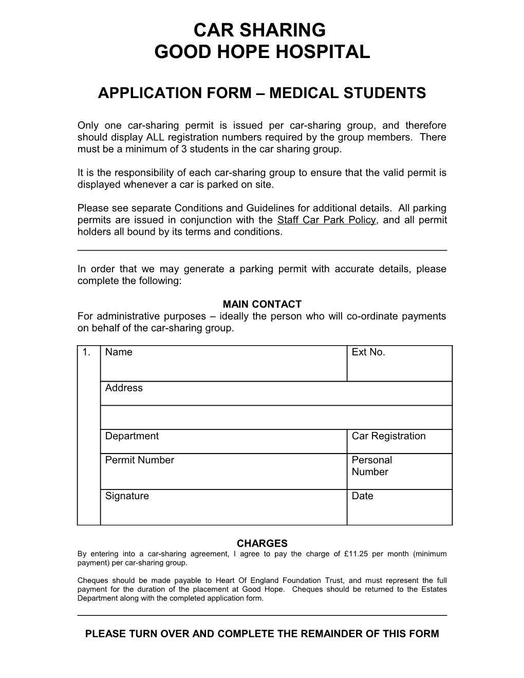 Application Form Medical Students