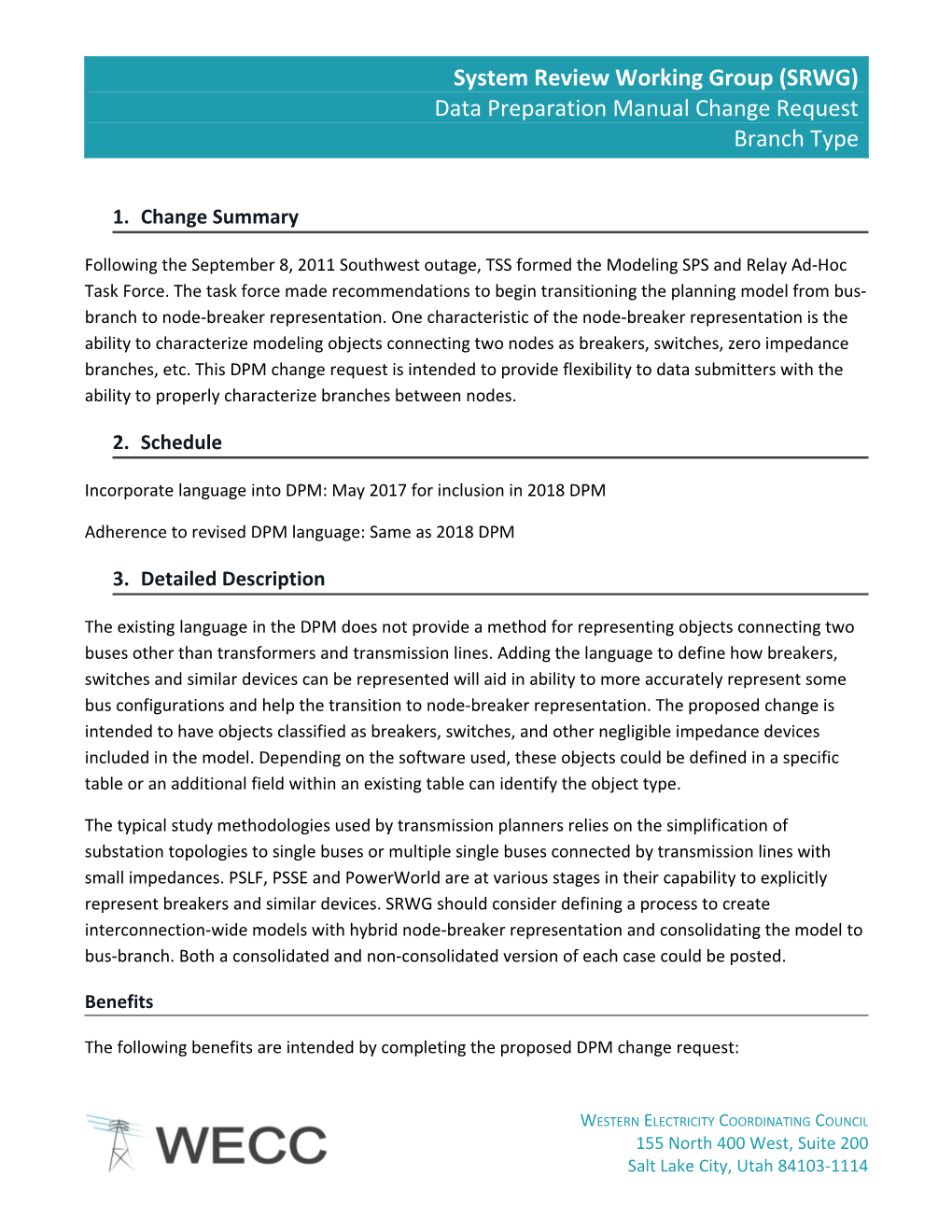 DPM Change Request - Branch Type